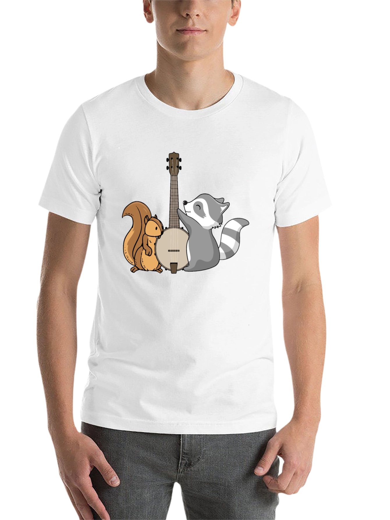 Black Squirrel and Raccoon Banjo Graphic Tee view 14