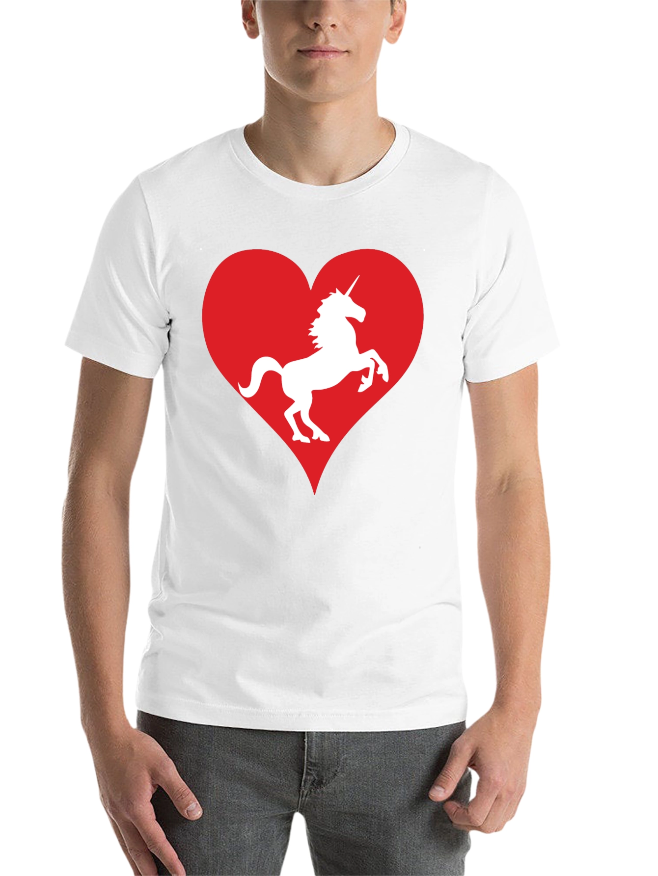 Black Unicorn Heart Graphic Tee - Black Cotton T-Shirt view 14