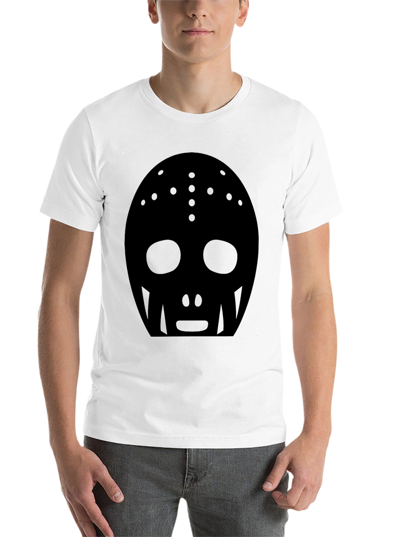 Black Black Hockey Mask Graphic Tee - Men's Casual Shirt view 14