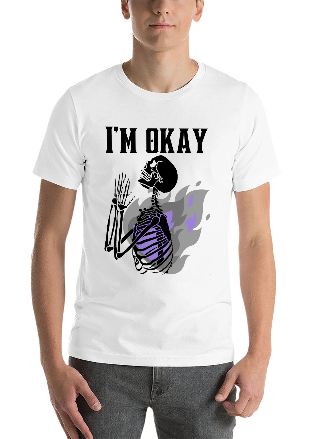 Black I'm Okay Skeleton Graphic Tee - Black view 14