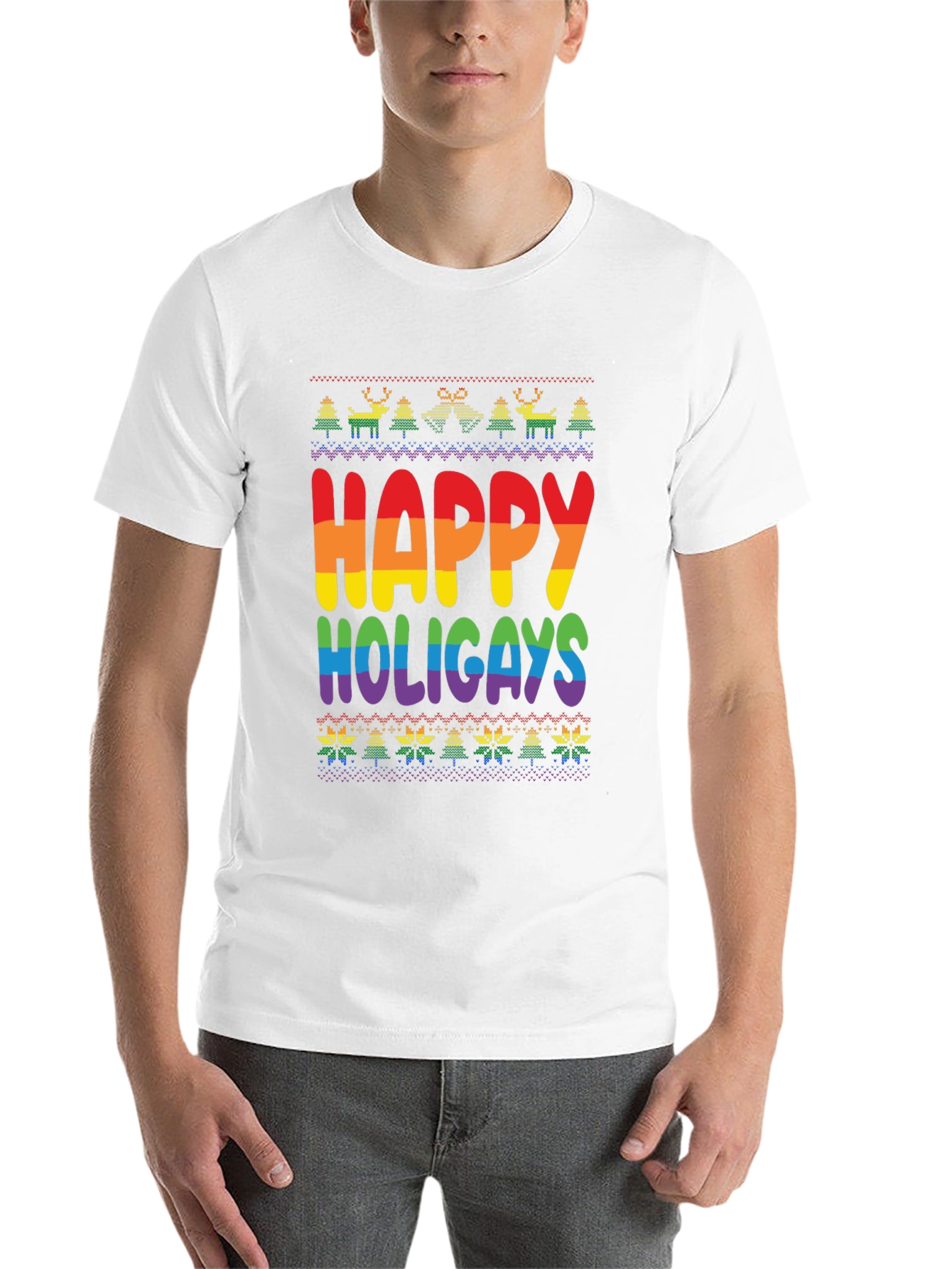 Black Happy Holigays Rainbow Knit T-Shirt view 14