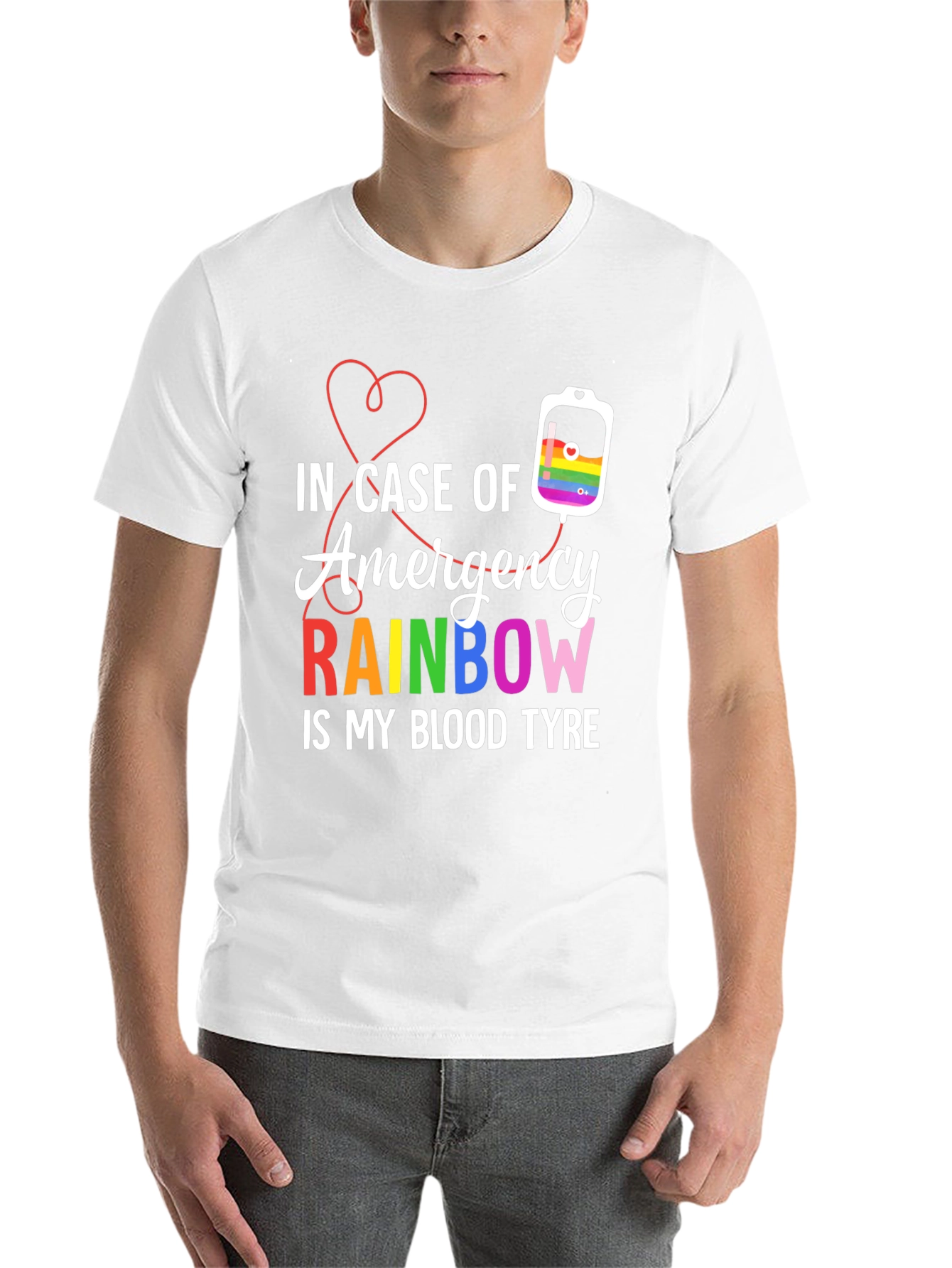Black Rainbow Blood Type Graphic Tee view 14