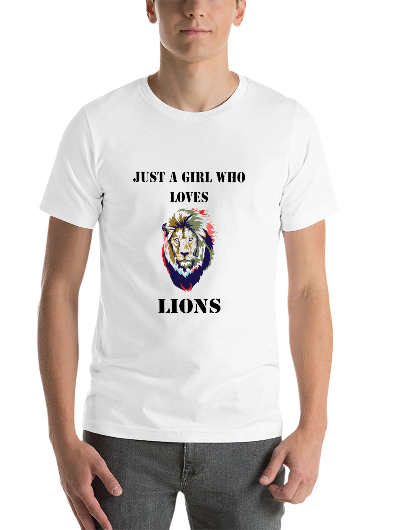 Black Just A Girl Who Loves Lions T-Shirt - Black view 14