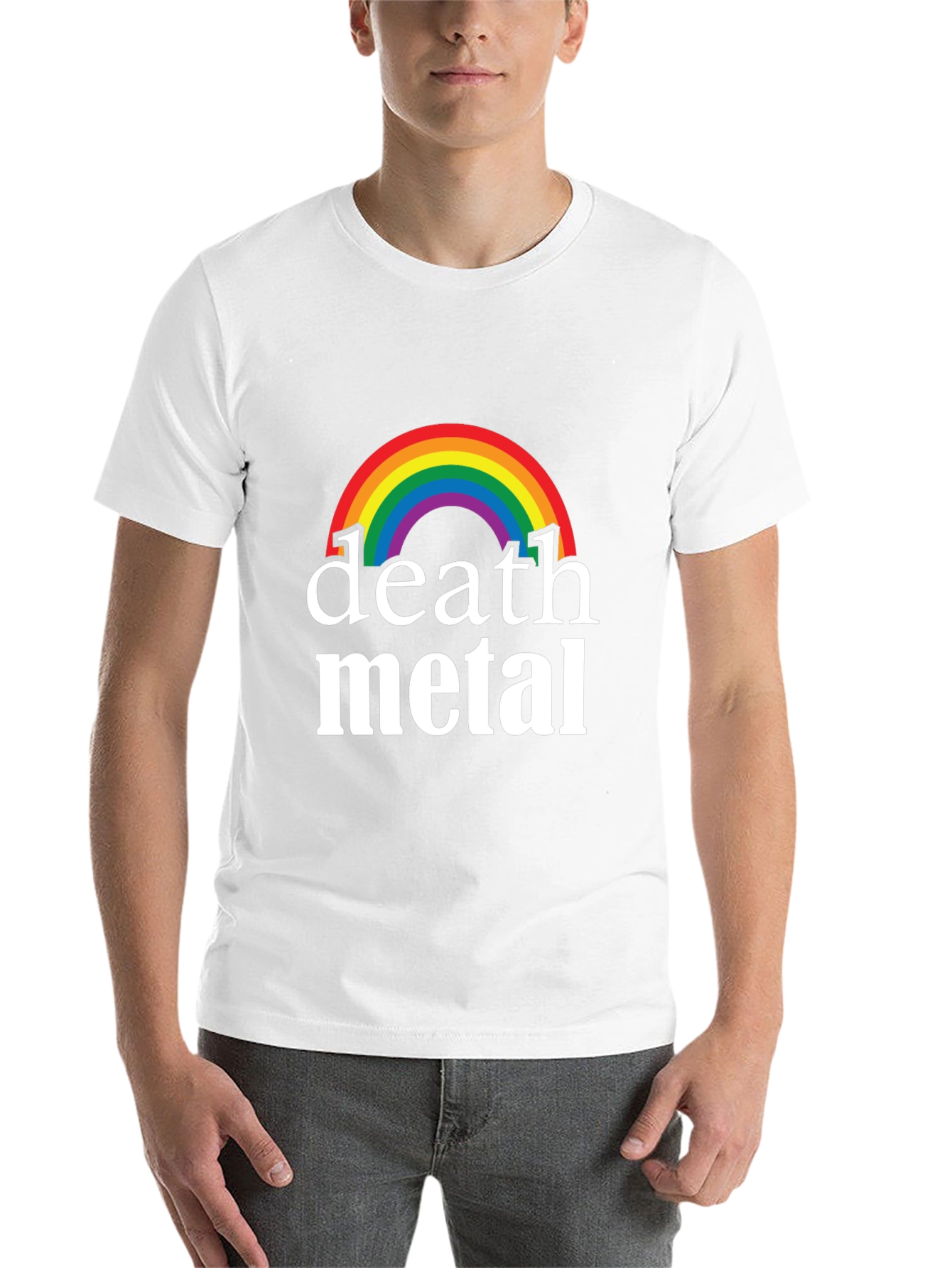 Black Rainbow Death Metal Graphic T-Shirt - Black Cotton Tee view 14