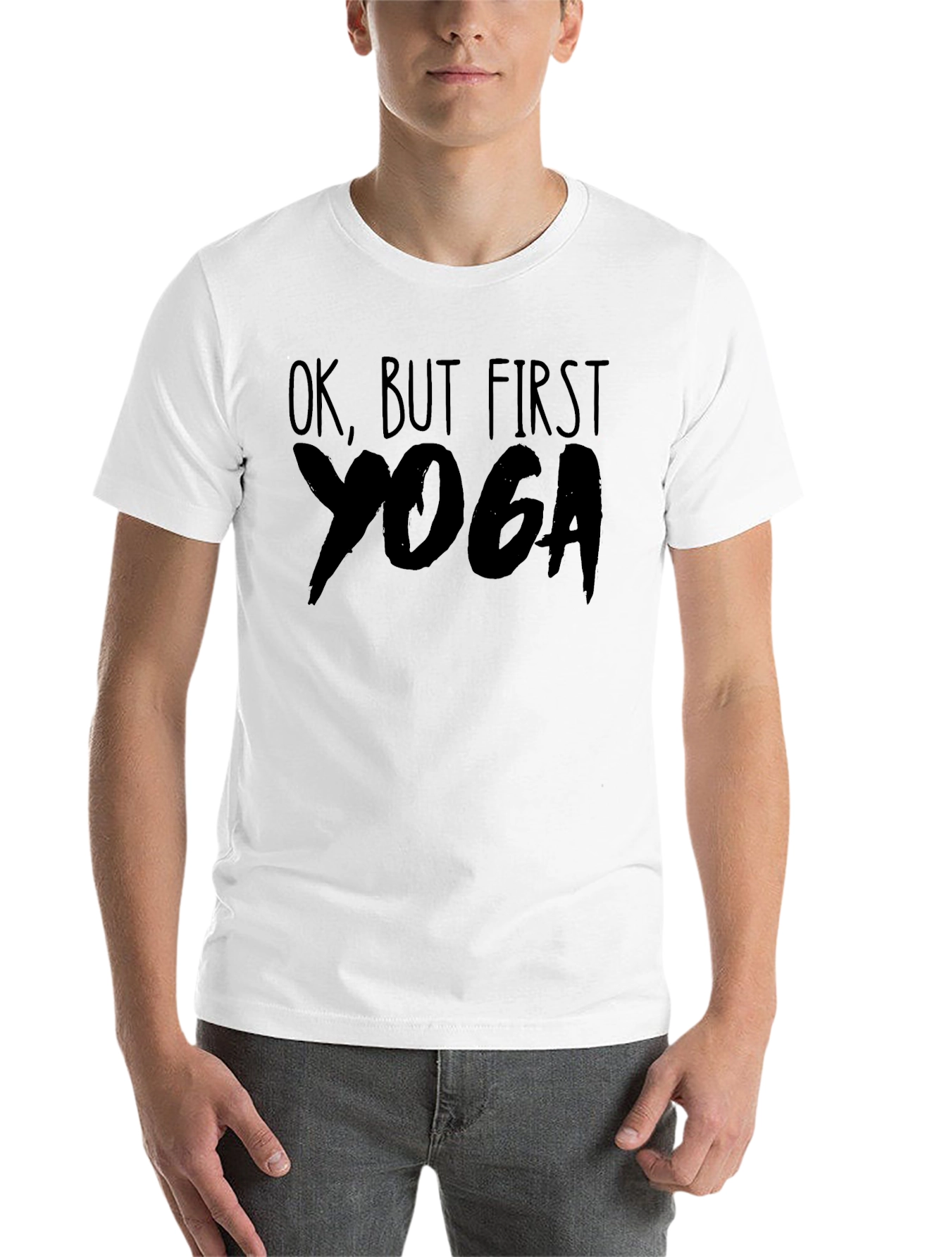 Black Ok, But First Yoga T-Shirt view 14