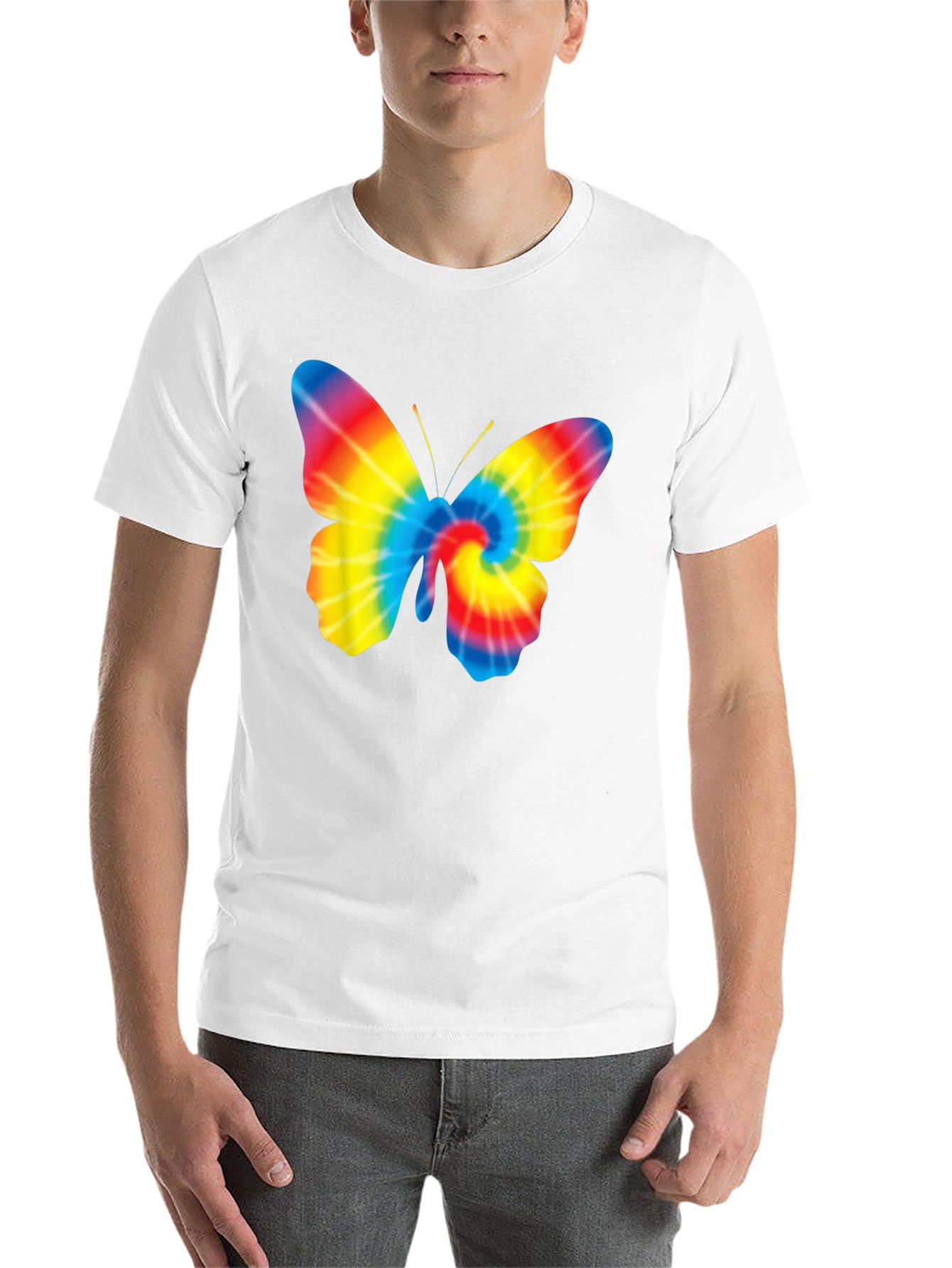 Black Tie Dye Butterfly Graphic Black T-Shirt view 14