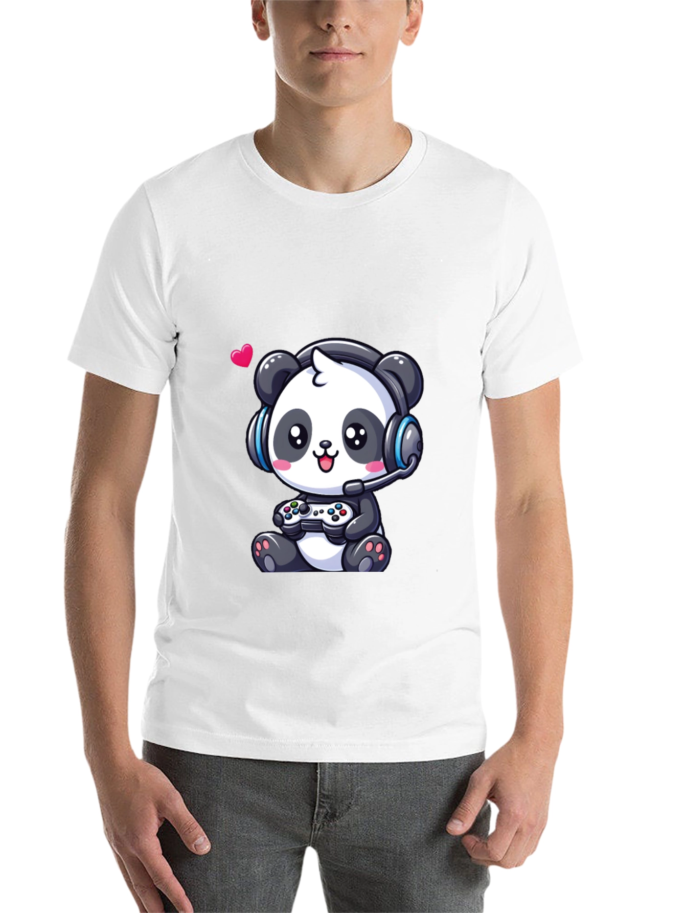 Black Gamer Panda T-Shirt - Cute Gaming Design view 14