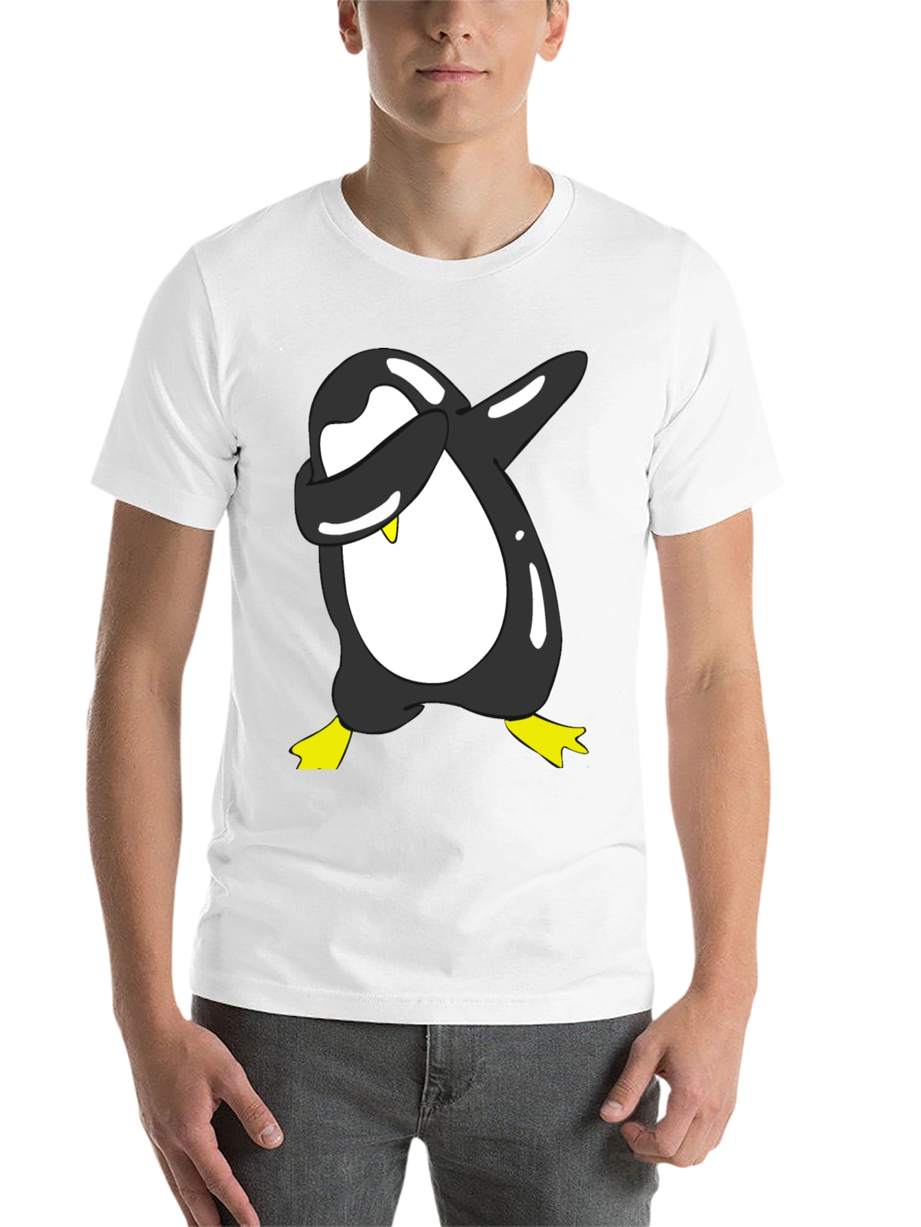 Black Dabbing Penguin Graphic Tee - Black Cotton Blend view 14
