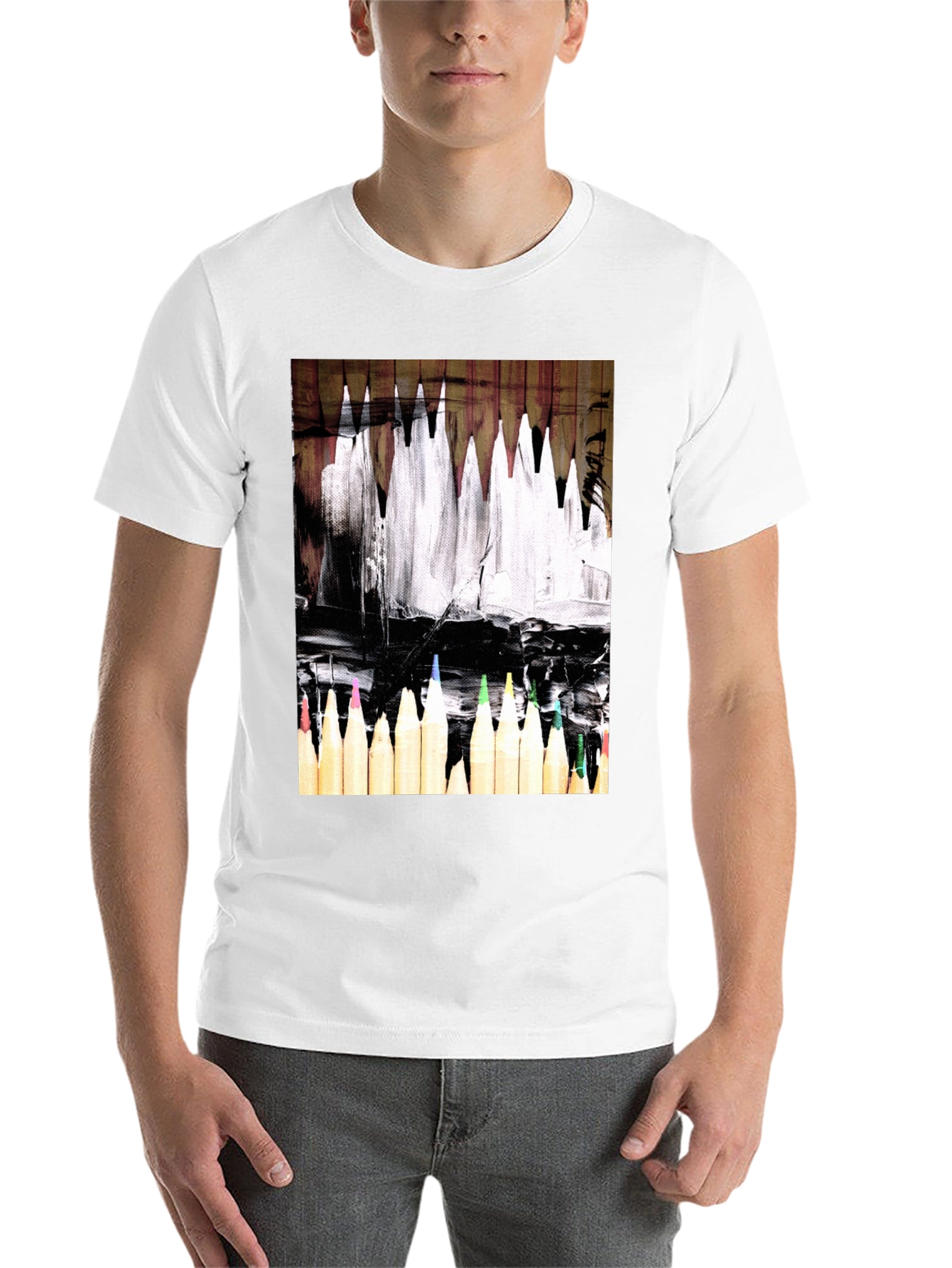 Black Artistic Color Pencil Graphic Tee - Black view 14