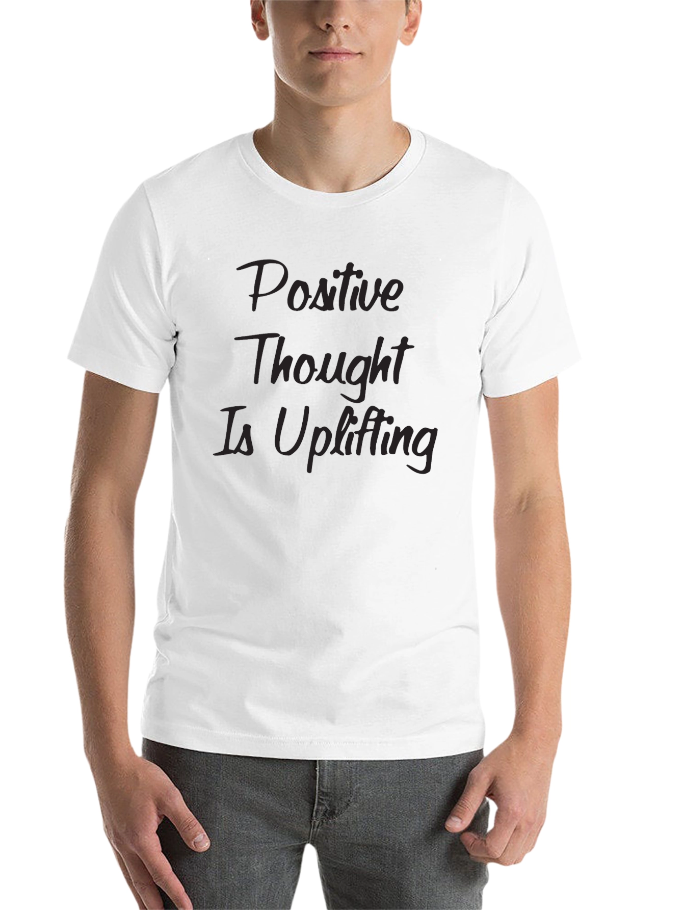 Black Positive Thought Tee - Uplifting Black T-Shirt view 14