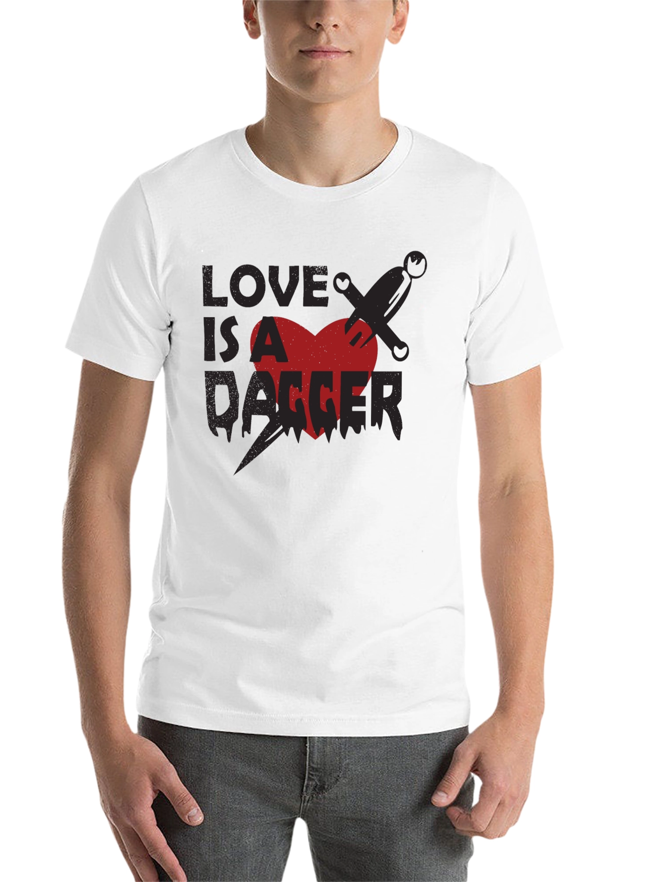 Black Love is a Dagger Graphic Tee - Men's Black T-Shirt view 14