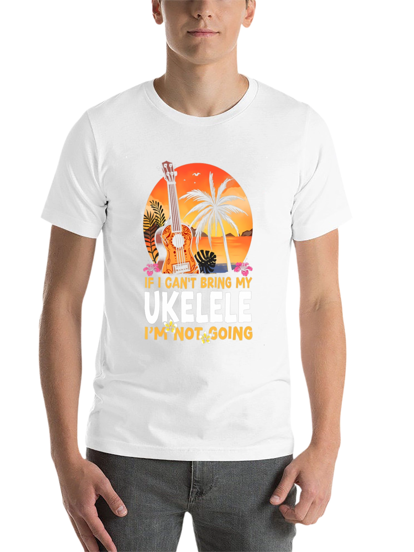 Black Ukulele Lover T-Shirt - Tropical Vibes view 14
