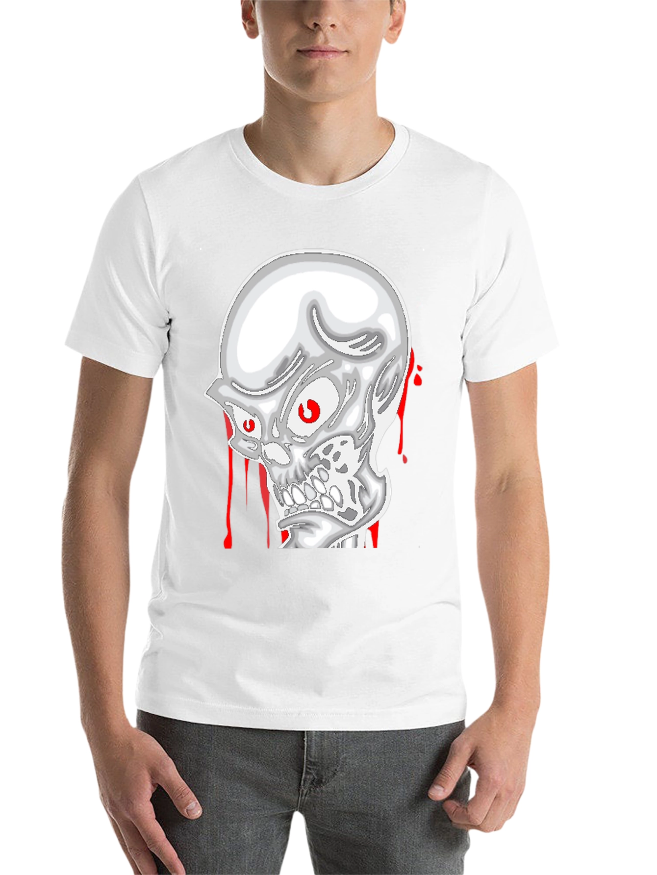 Black Skull Graphic Tee - Men's Black Cotton T-Shirt view 14