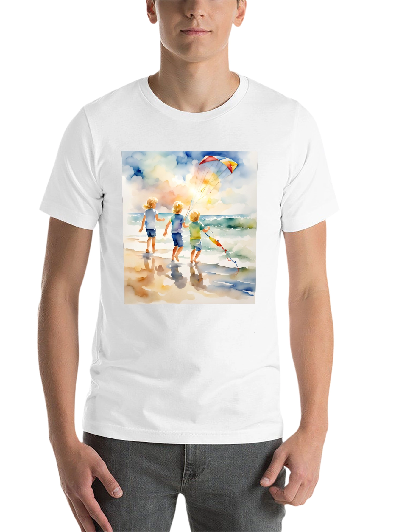 Black Watercolor Beach Kite T-Shirt view 14