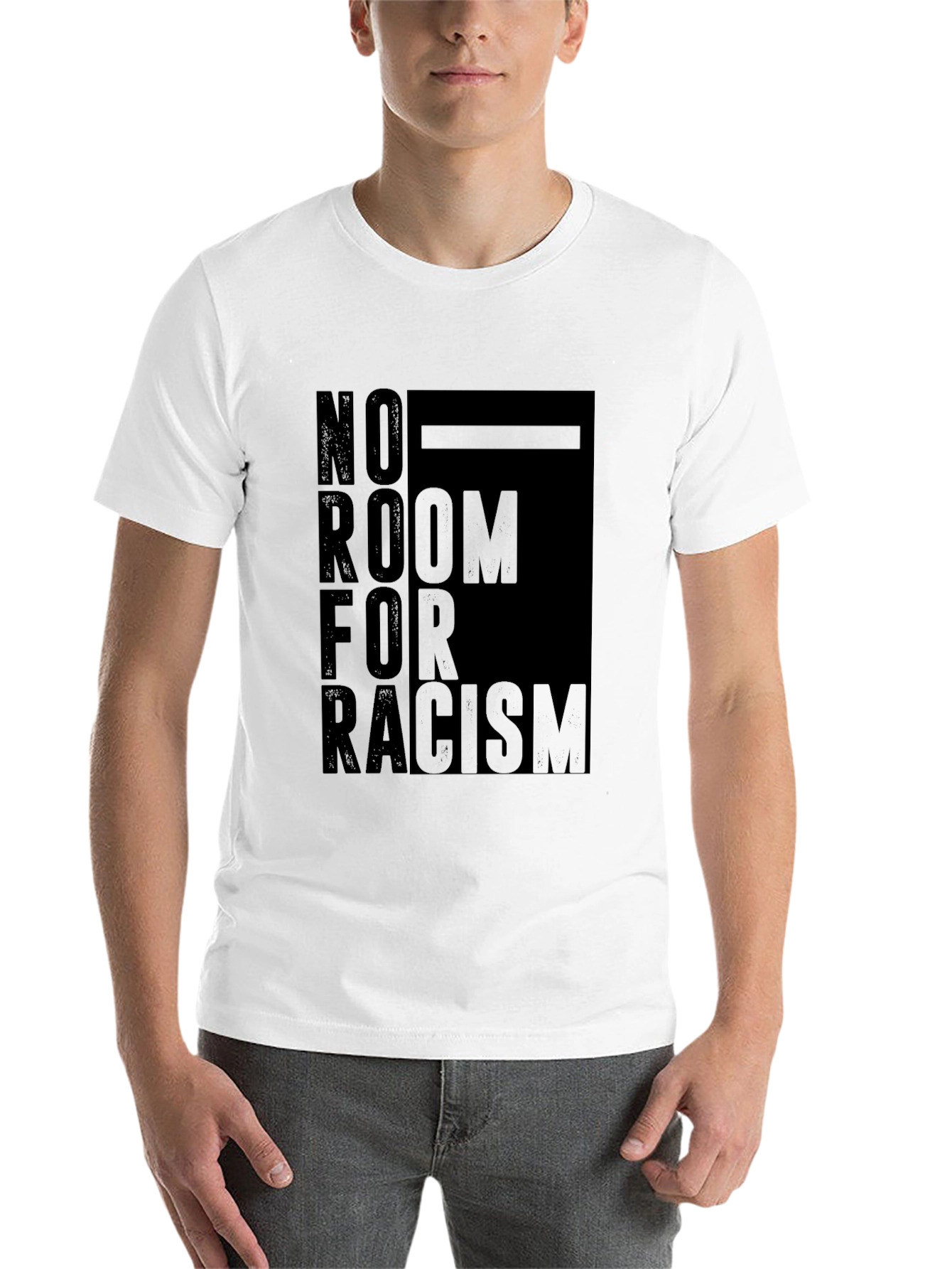 Black No Room For Racism Graphic Tee - Black view 14