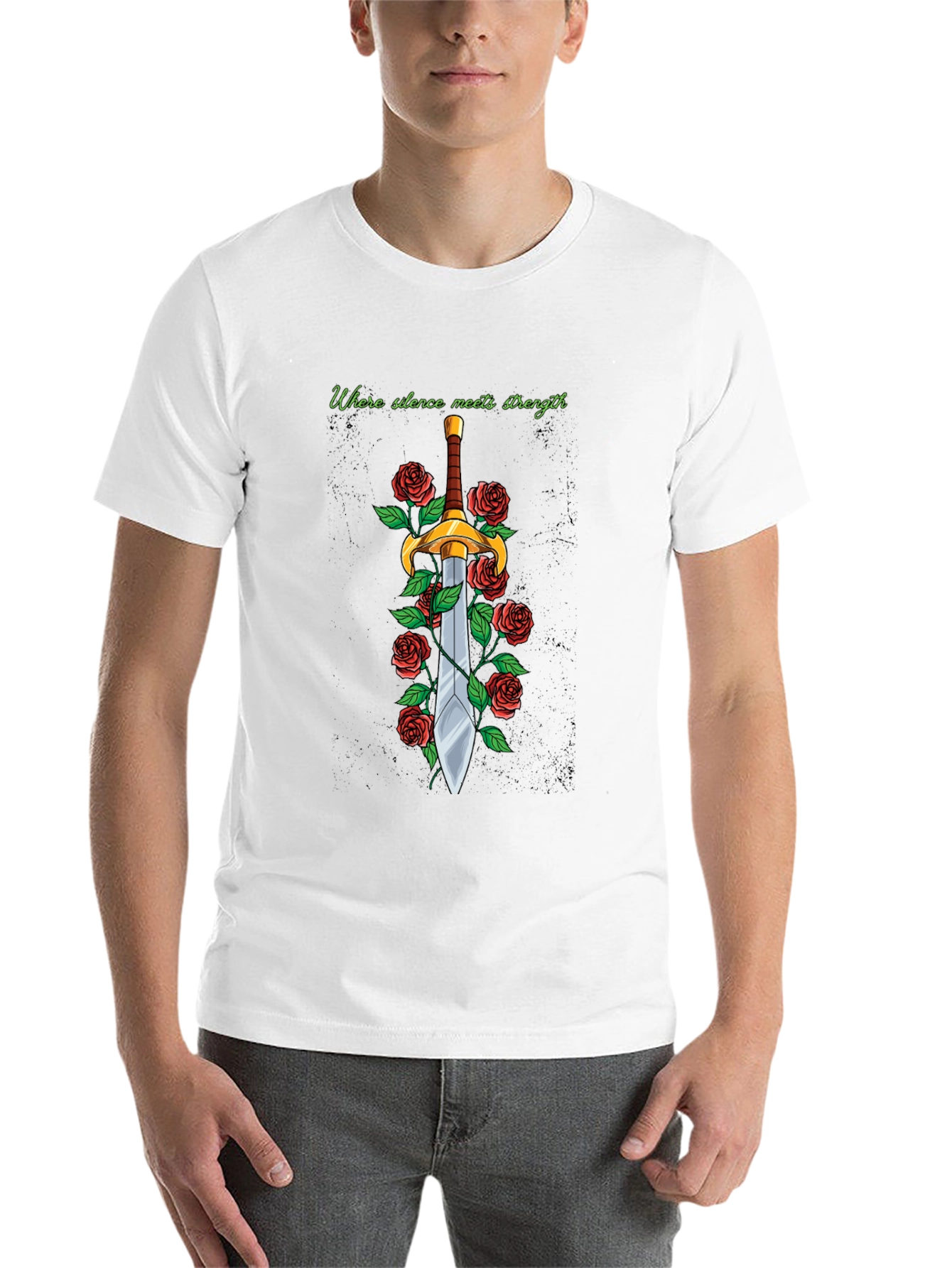 Black Sword and Roses Graphic Tee - Silence Meets Strength view 14