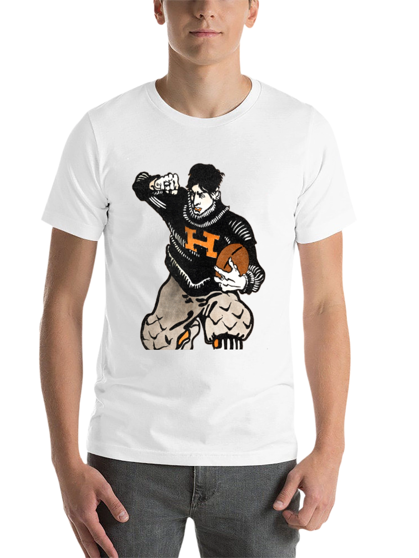 Black Vintage Football Player Graphic T-Shirt - Black view 14