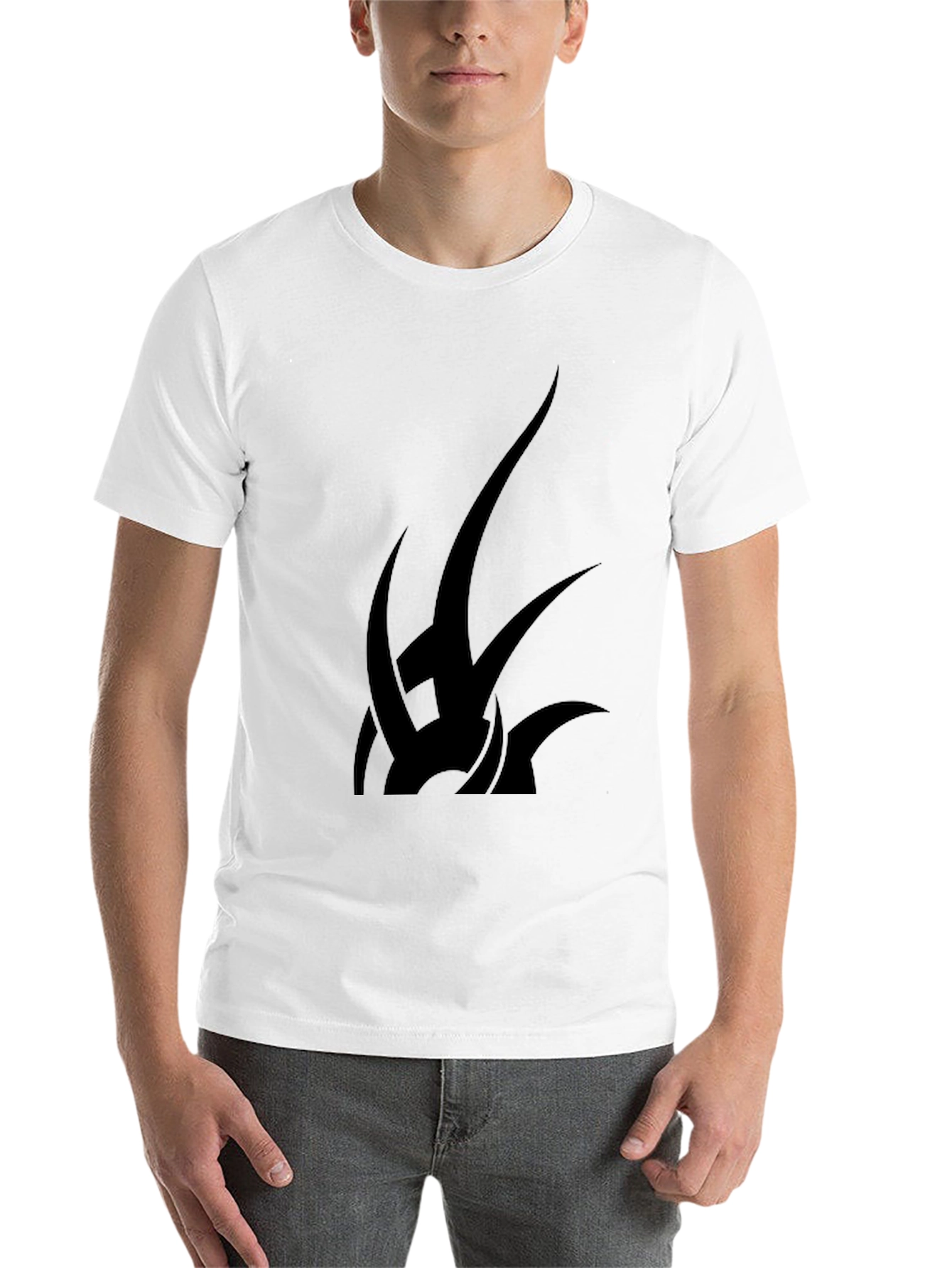 Black Black T-Shirt with Abstract Tribal Design view 14