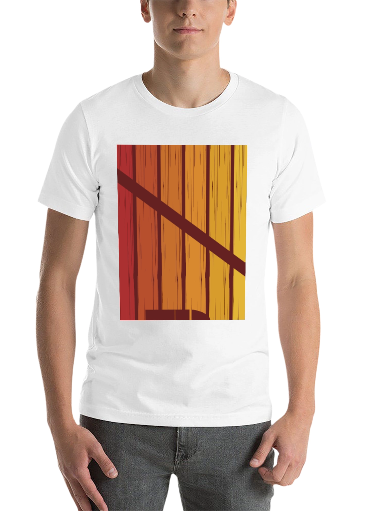 Black Retro Vertical Stripe Graphic Tee view 14