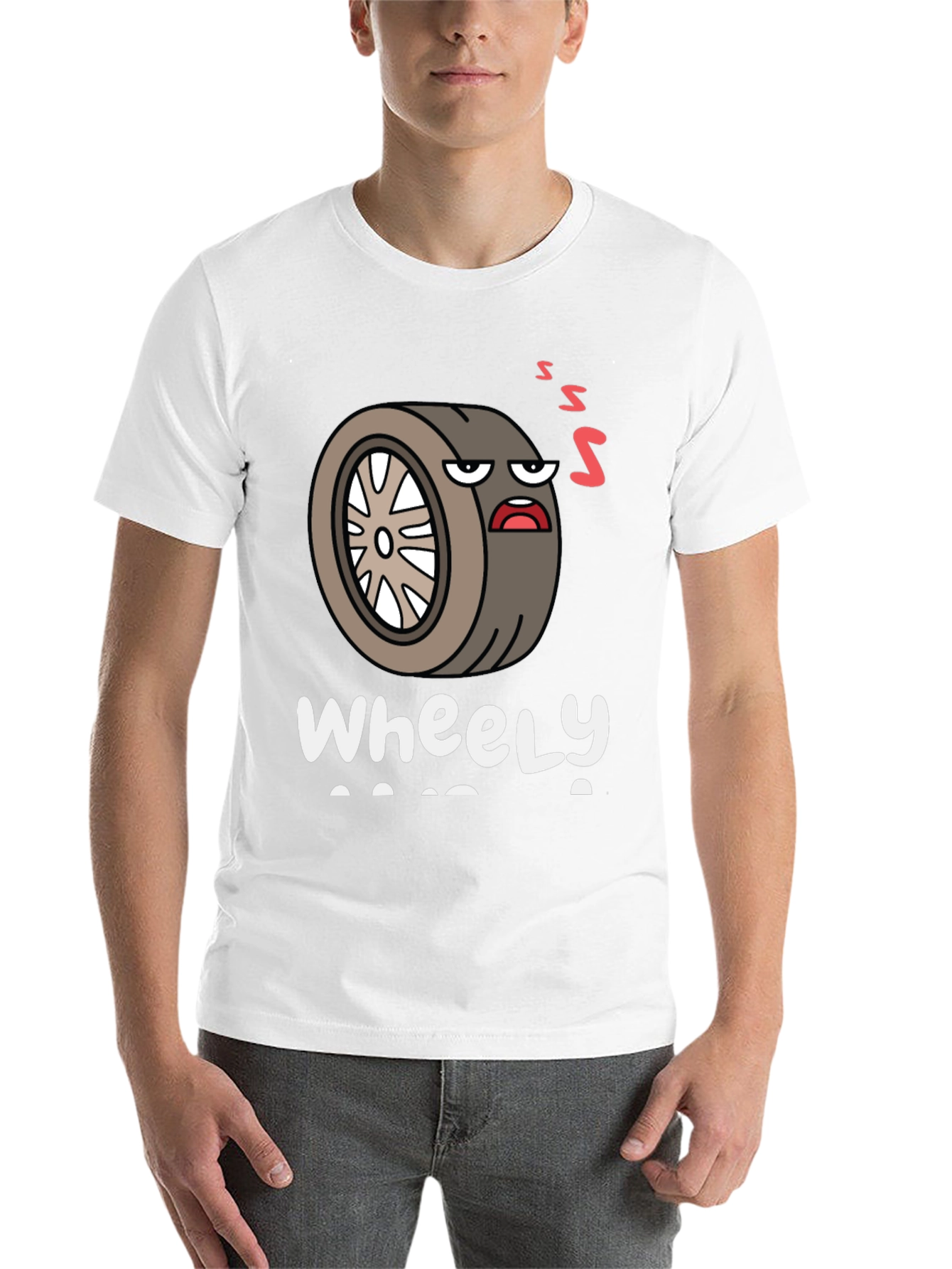Black Wheely Tired T-Shirt - Funny Graphic Tee for Car Lovers view 14