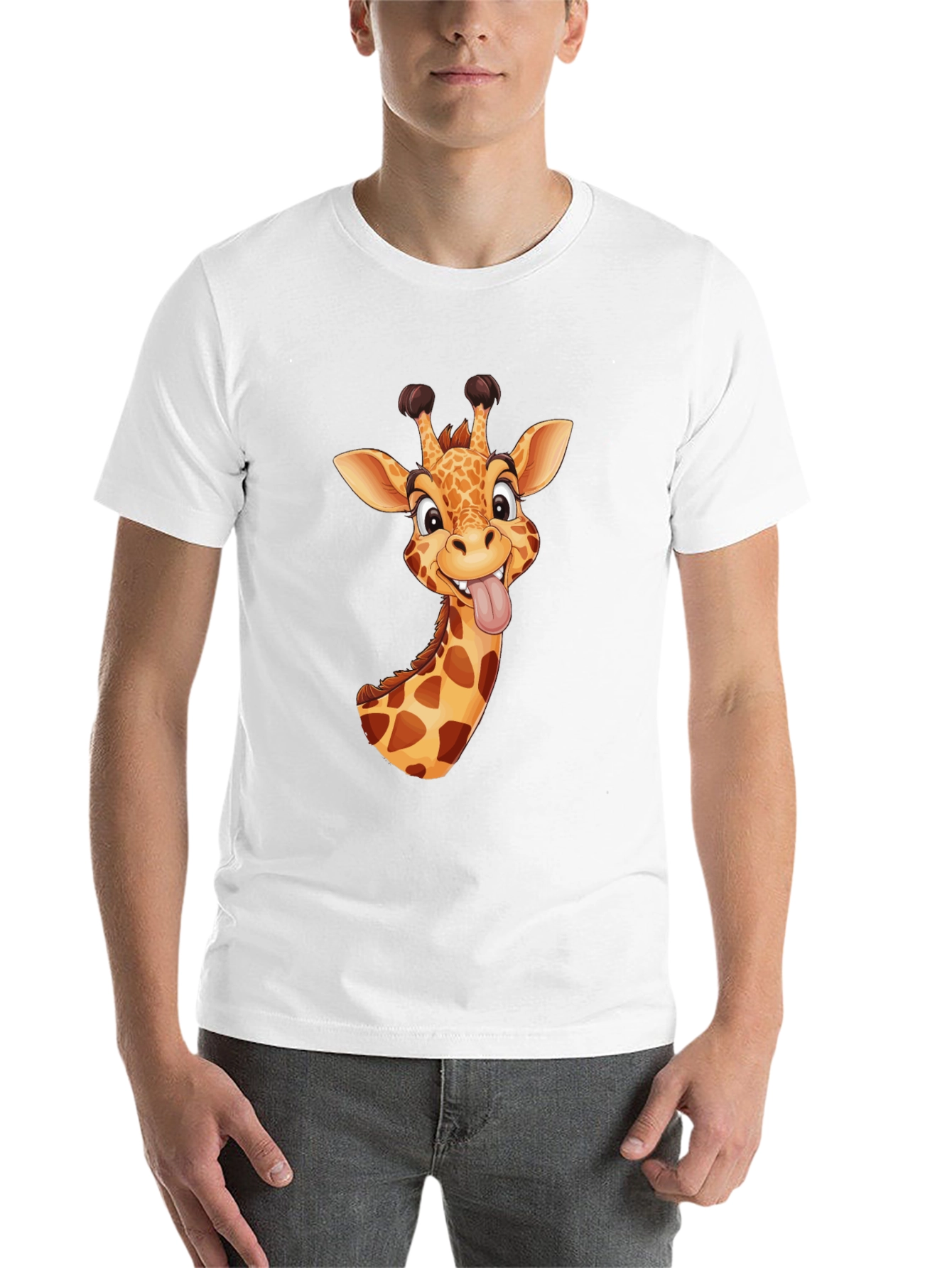 Black Funny Giraffe Graphic Tee - Black Cotton T-Shirt view 14