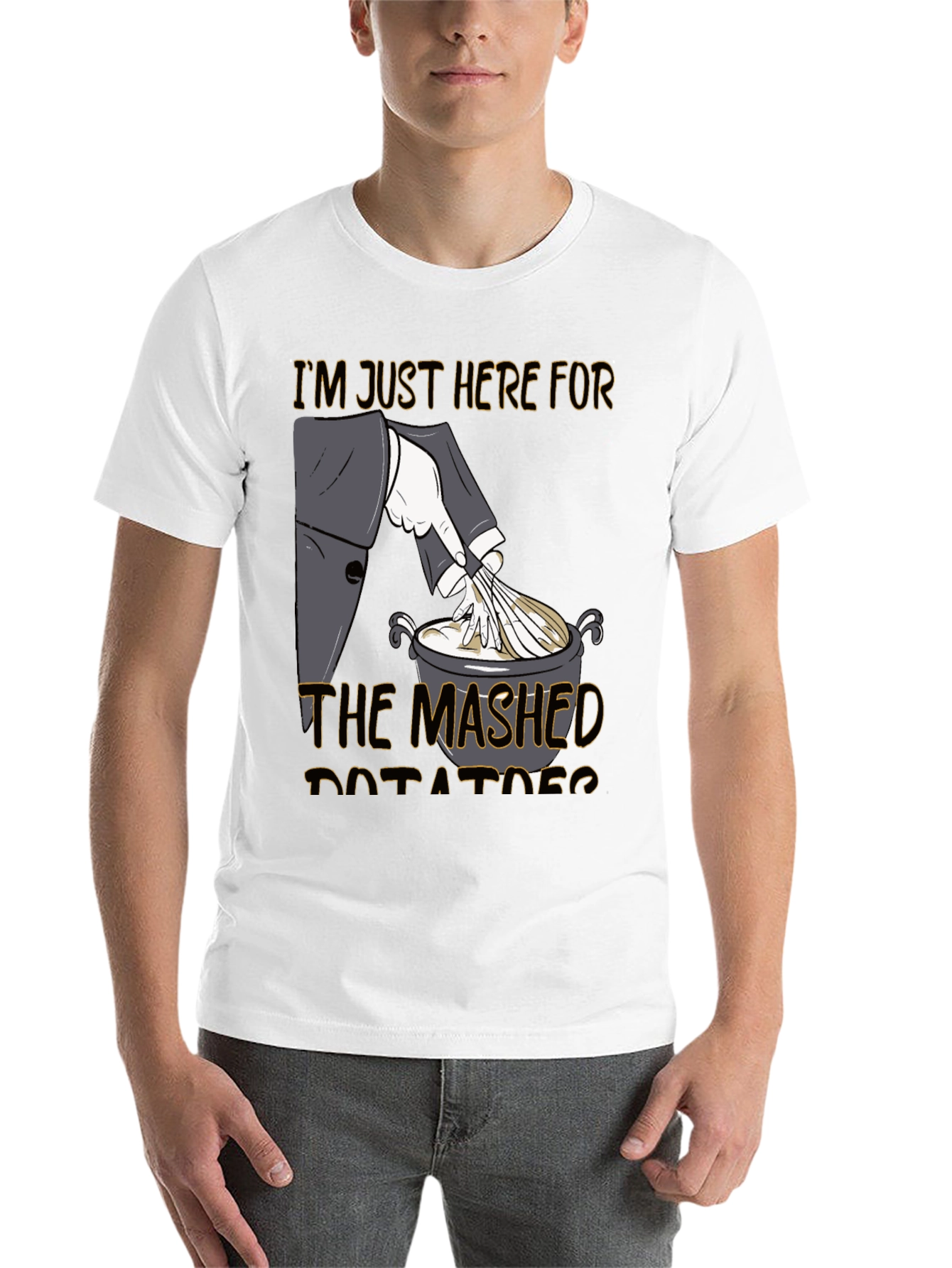 Black Mashed Potato T-Shirt, I'm Just Here For The Mashed Potatoes view 14