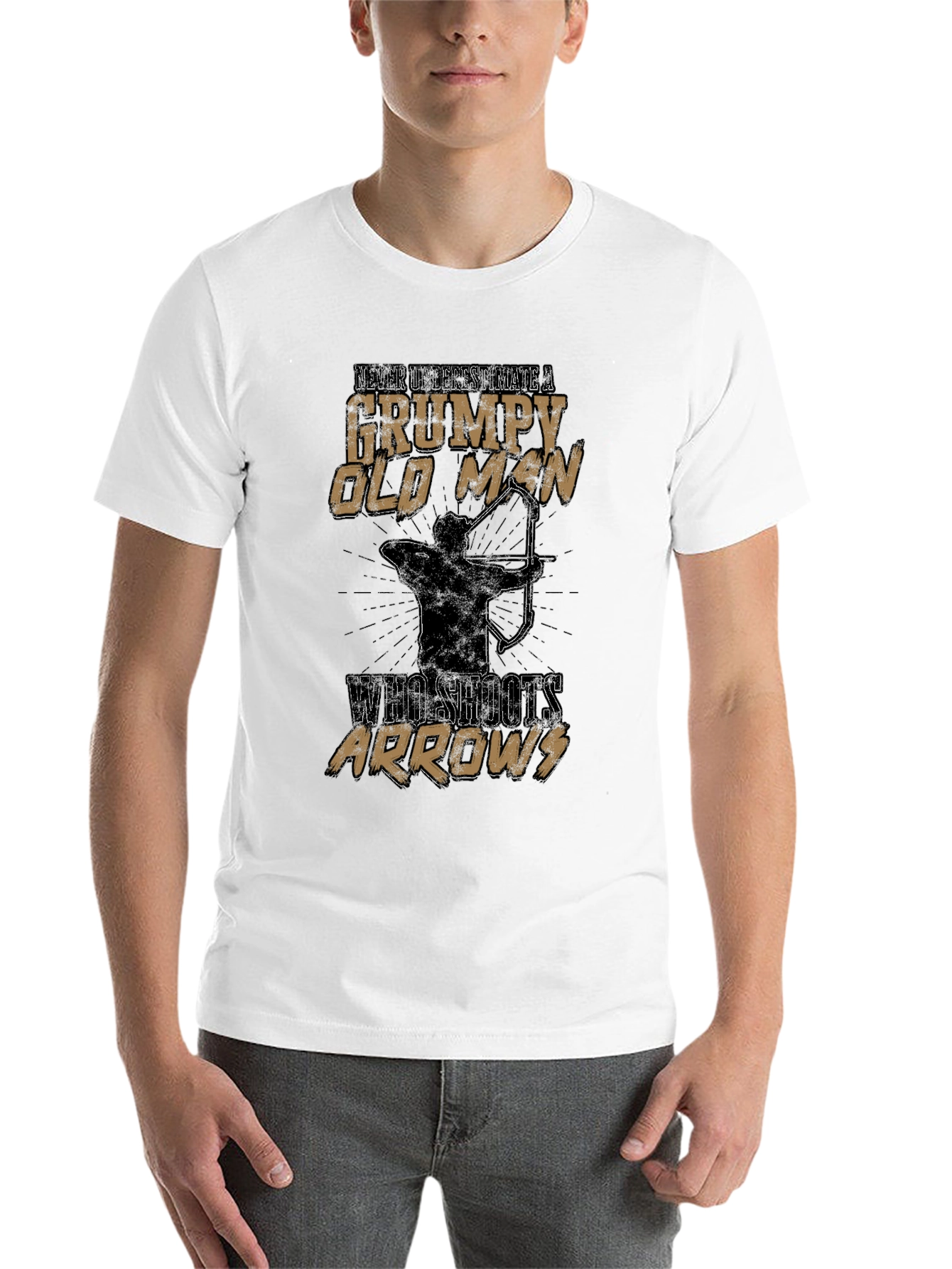 Black Grumpy Old Man Archery T-Shirt view 14