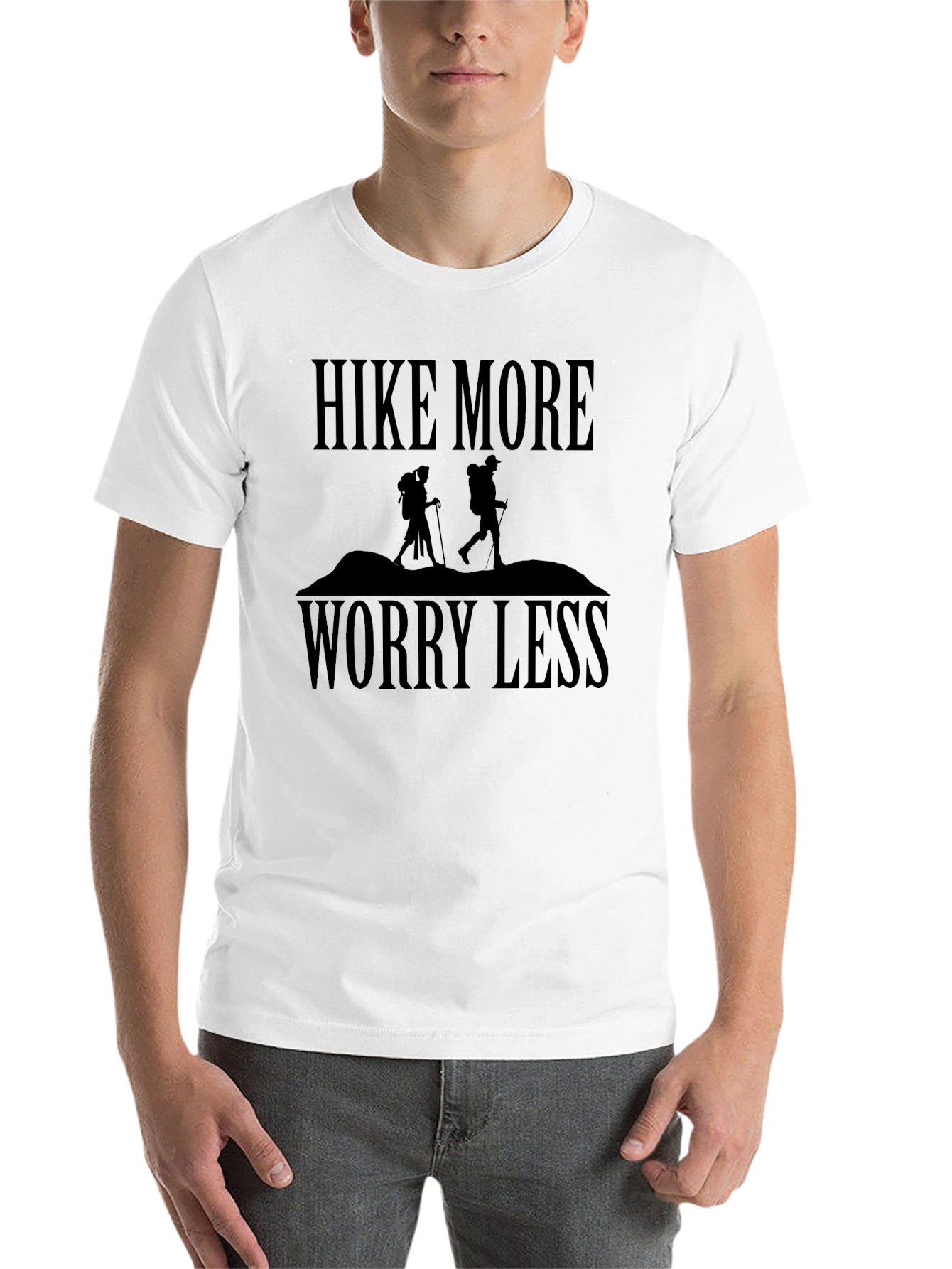 Black Hike More Worry Less Graphic Tee - Outdoor Adventure Shirt view 14