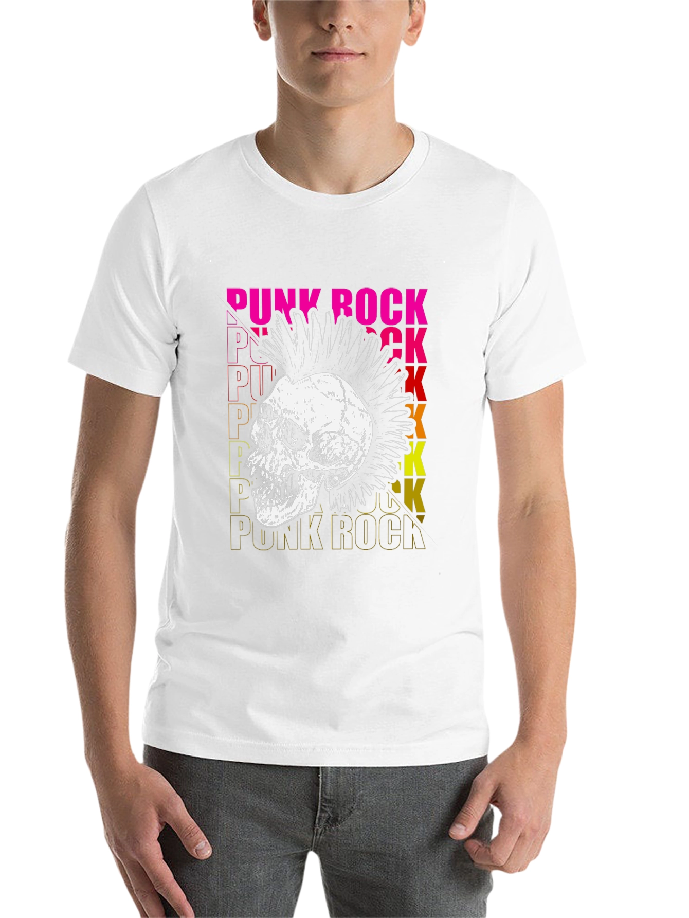 Black Punk Rock Skull Graphic T-Shirt view 14