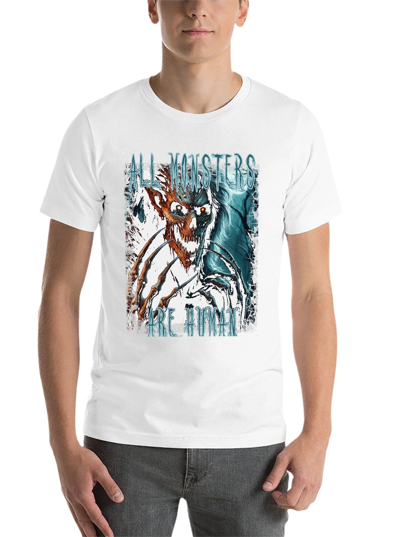 Black All Monsters Are Human Graphic Tee view 14