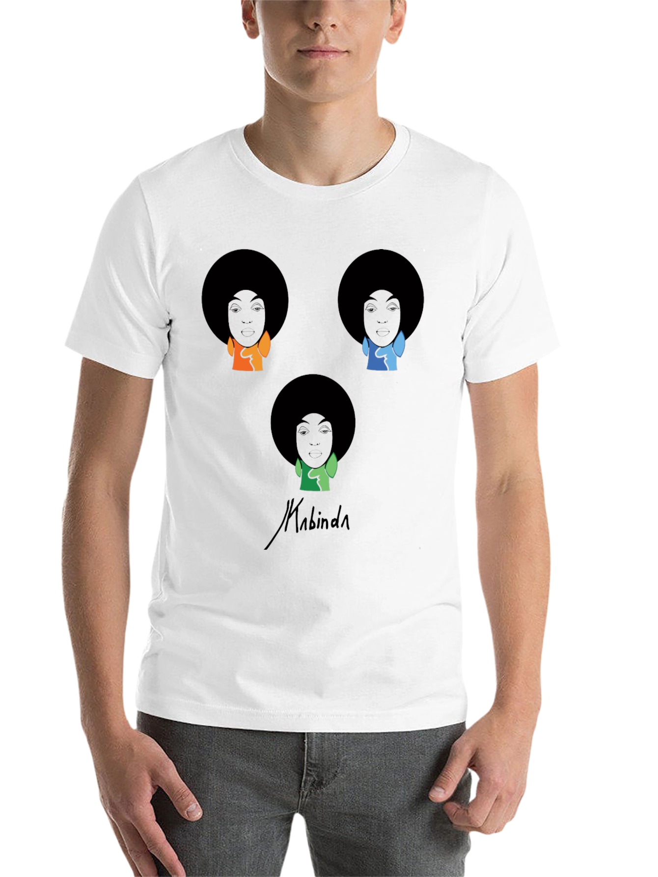 Black Kabinda Graphic T-Shirt - Afro Portrait Design view 14