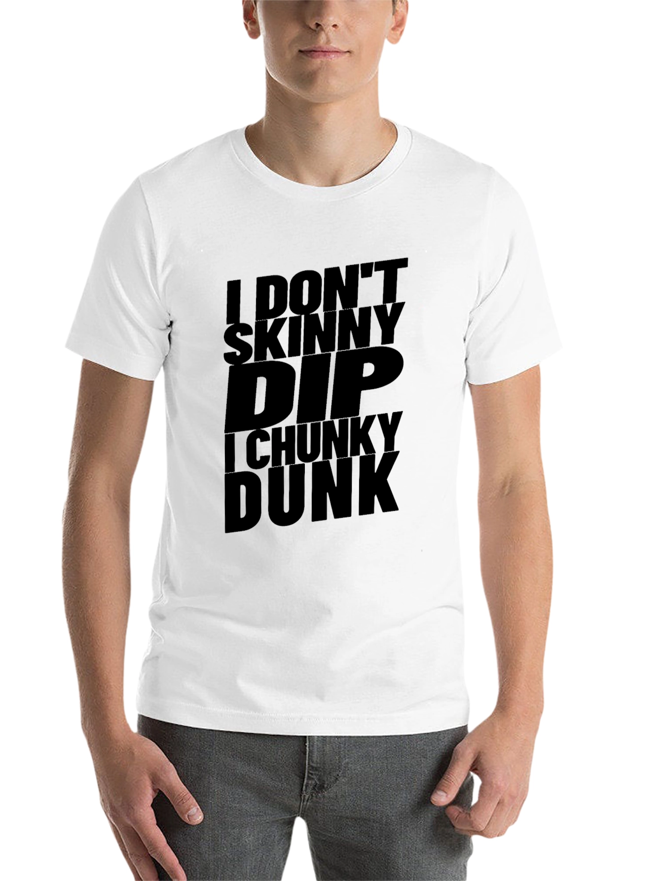 Black I Don't Skinny Dip, I Chunky Dunk Black T-Shirt view 14