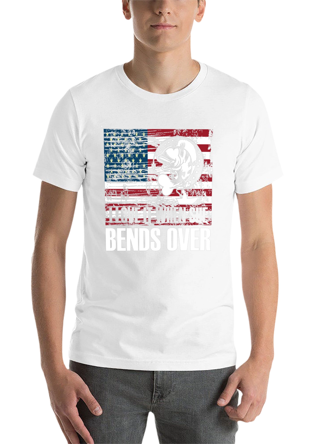 Black American Flag Fishing T-Shirt view 14