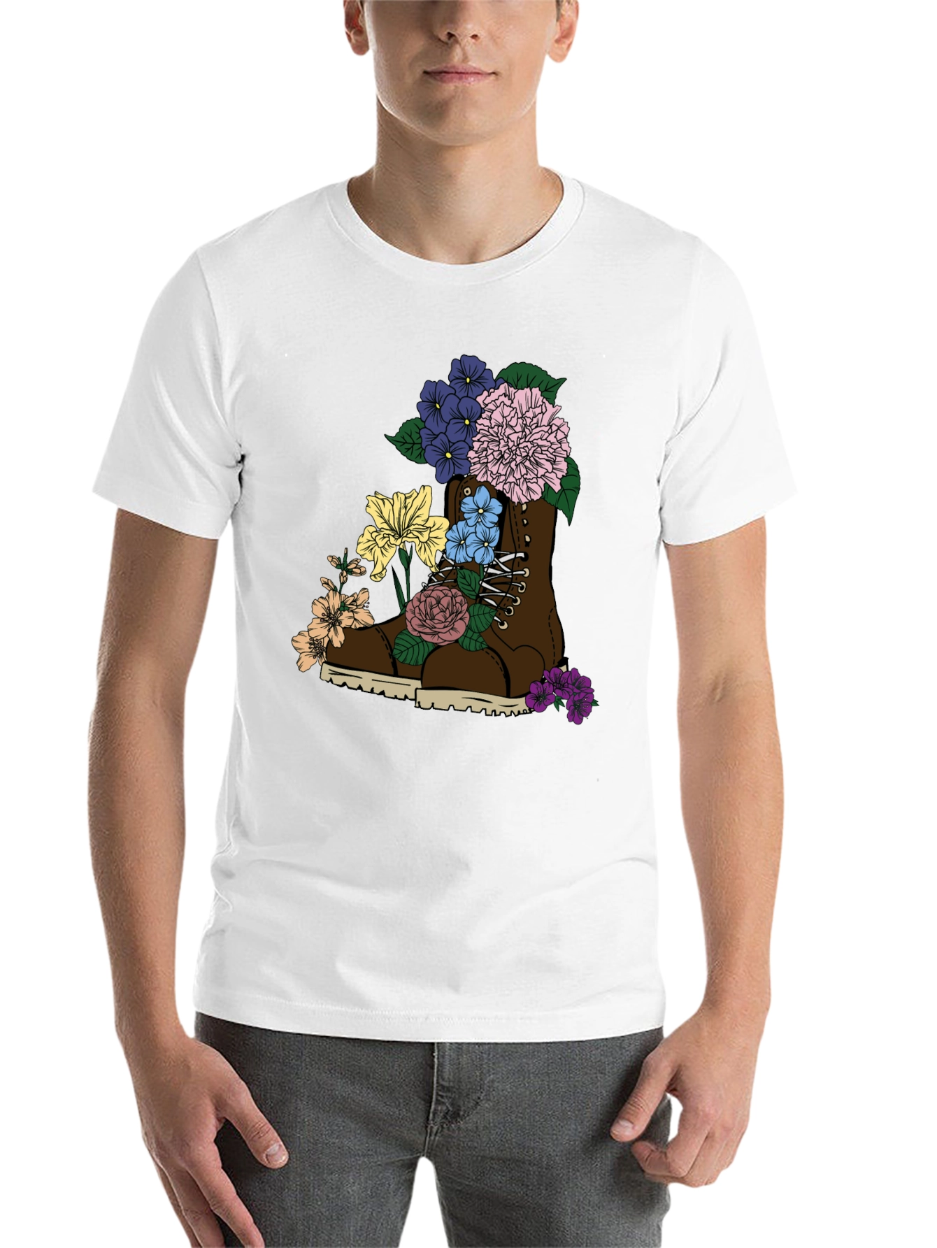 Floral Boot T-Shirt: Unique Graphic Tee - 14