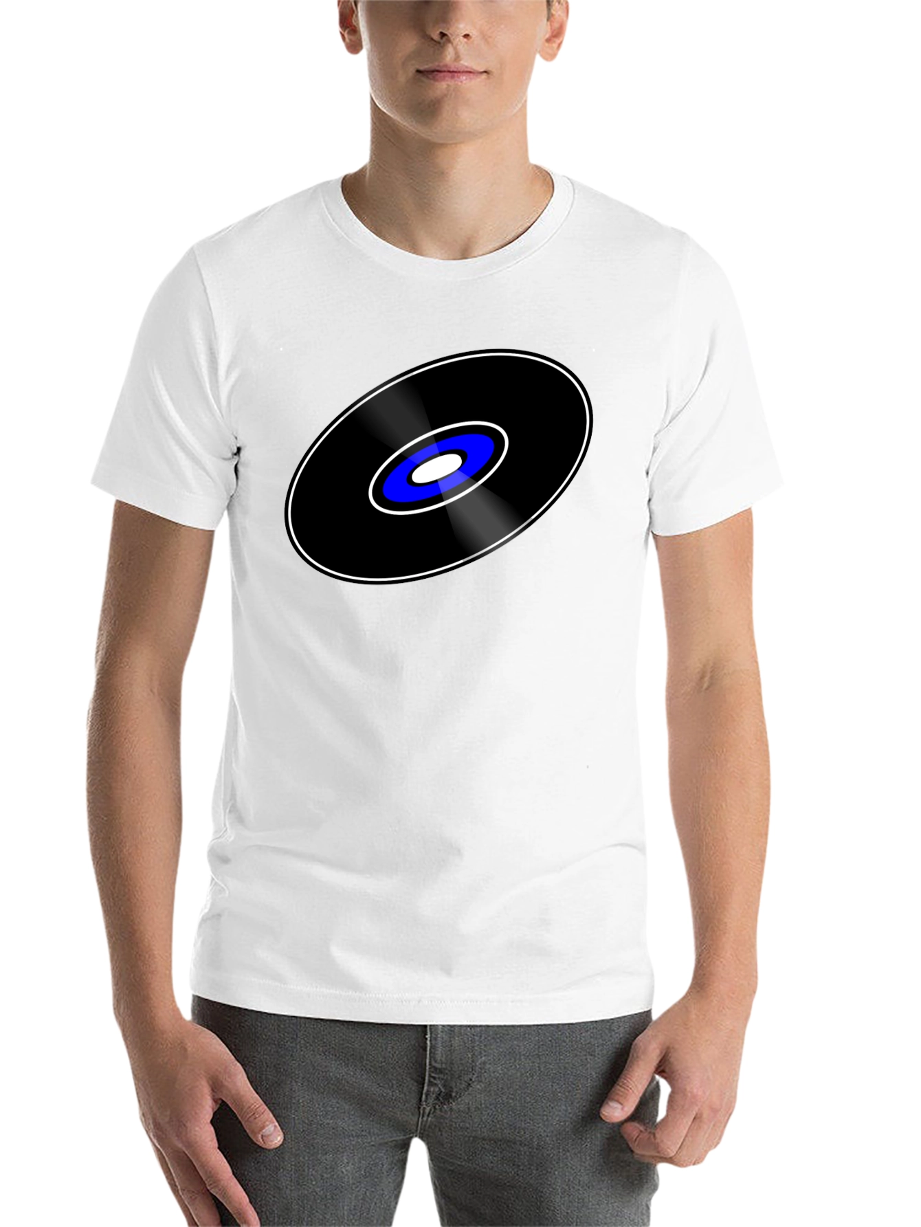 Black Retro Vinyl Record Graphic Tee - Cool Music Lover Shirt view 14