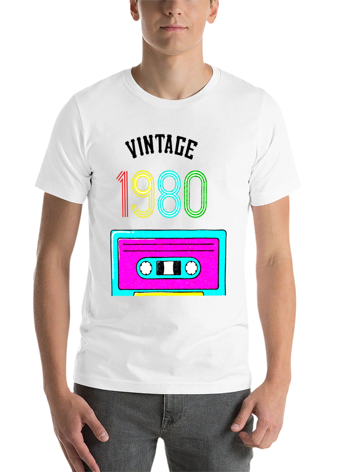 Black Vintage 1980s Cassette Tape Graphic T-Shirt view 14