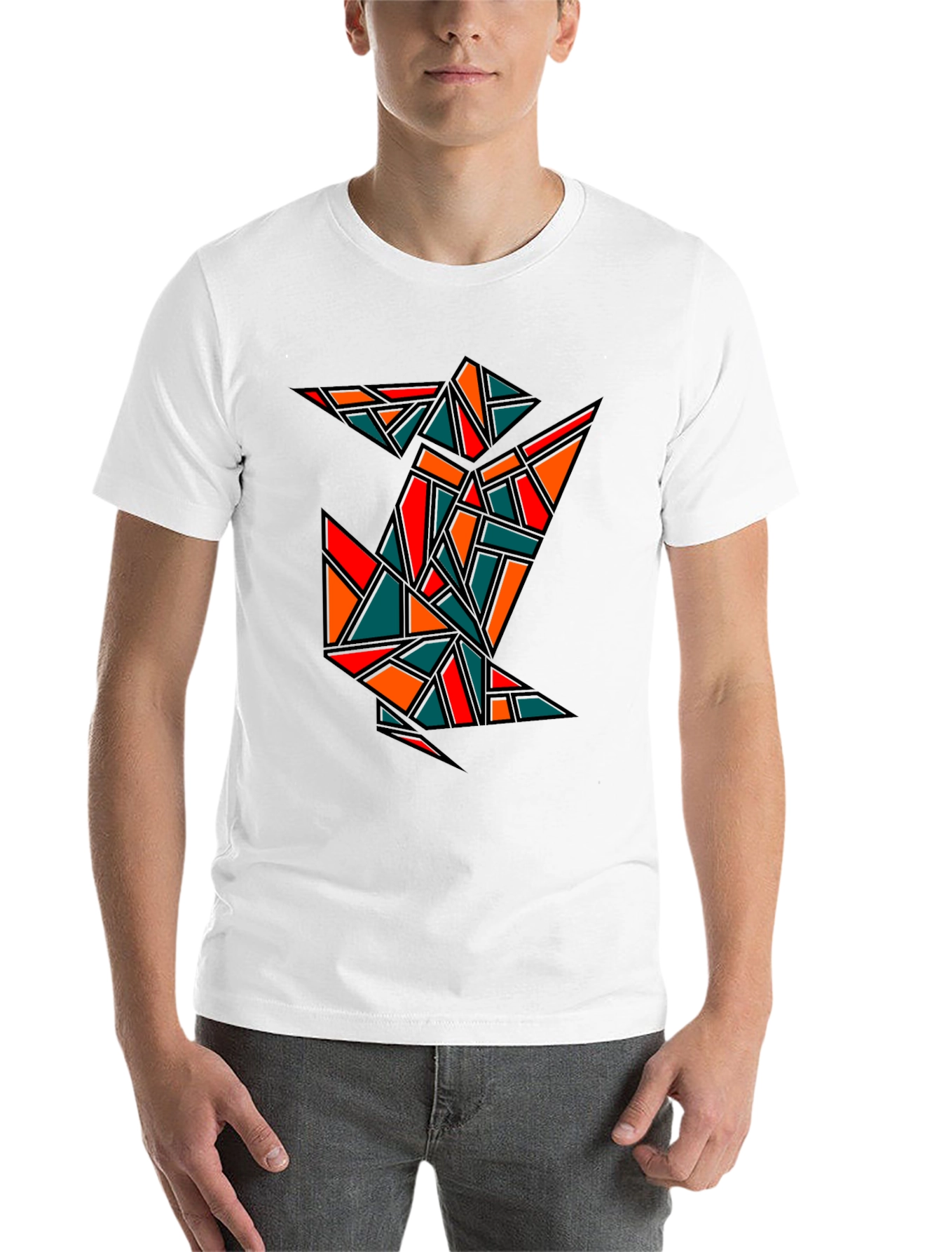 Black Geometric Crane Black T-Shirt view 14
