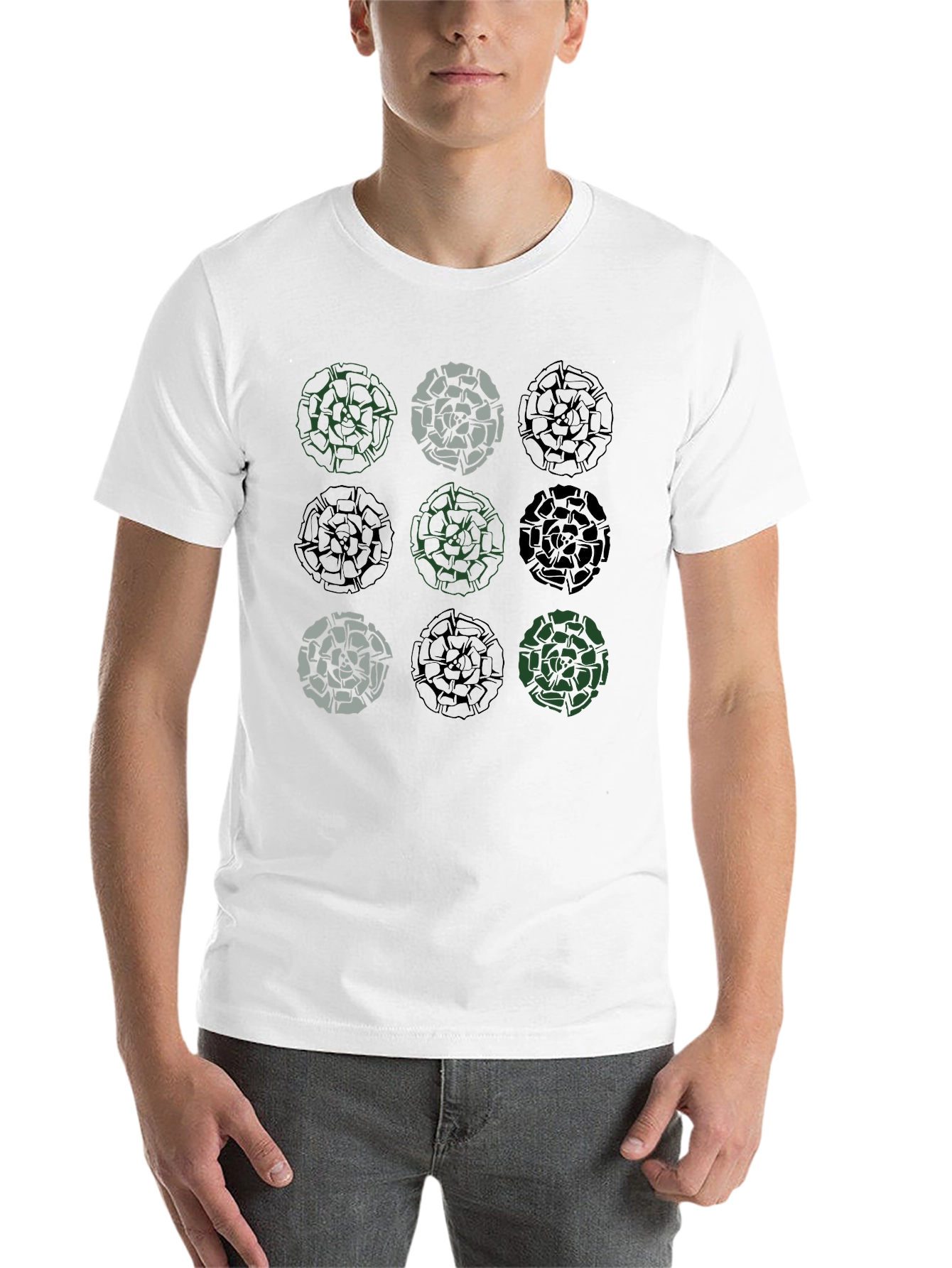 Black Floral Rose Graphic Print Men's T-Shirt - Black view 14