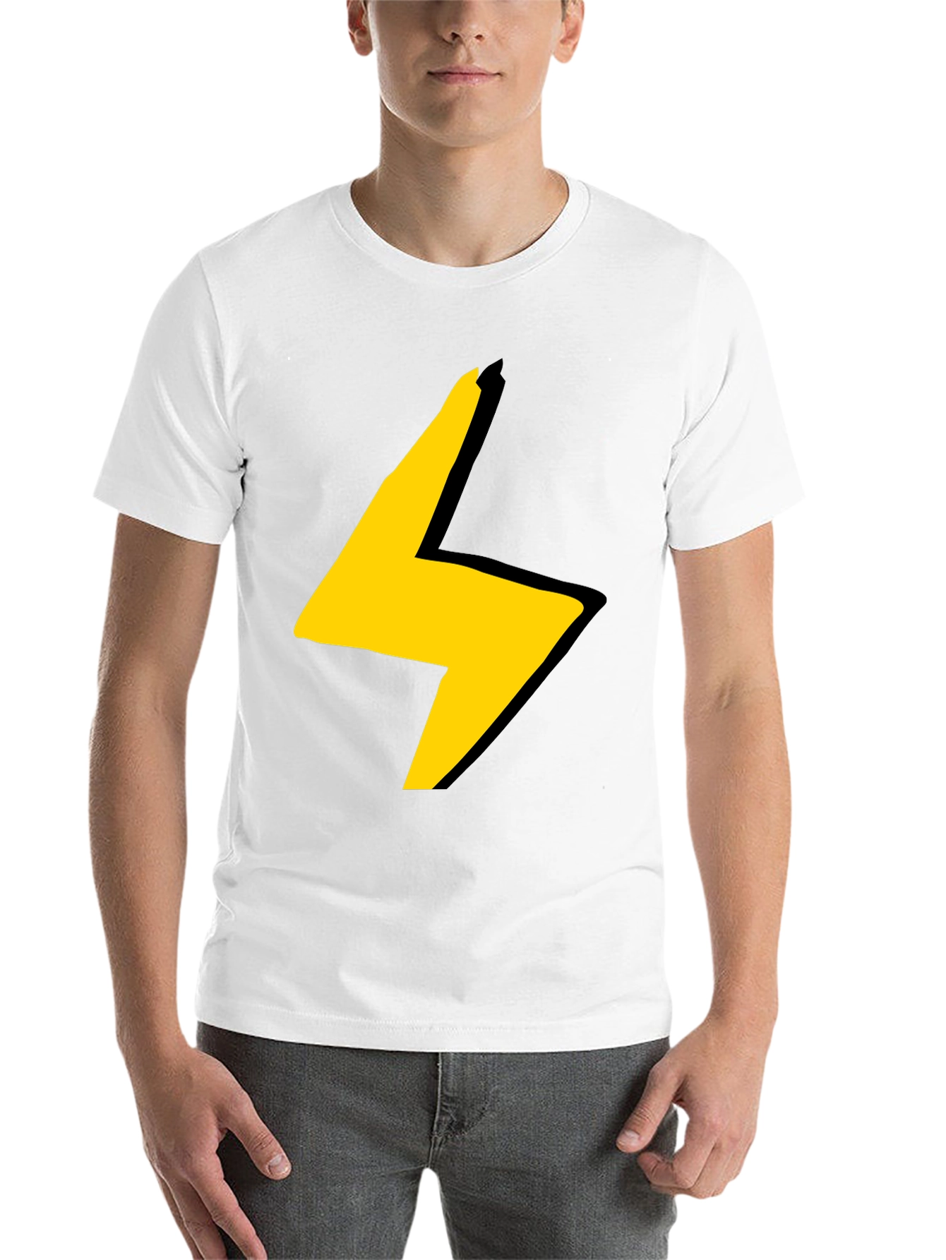 Black Electric Bolt Graphic Tee - Black Cotton Blend view 14