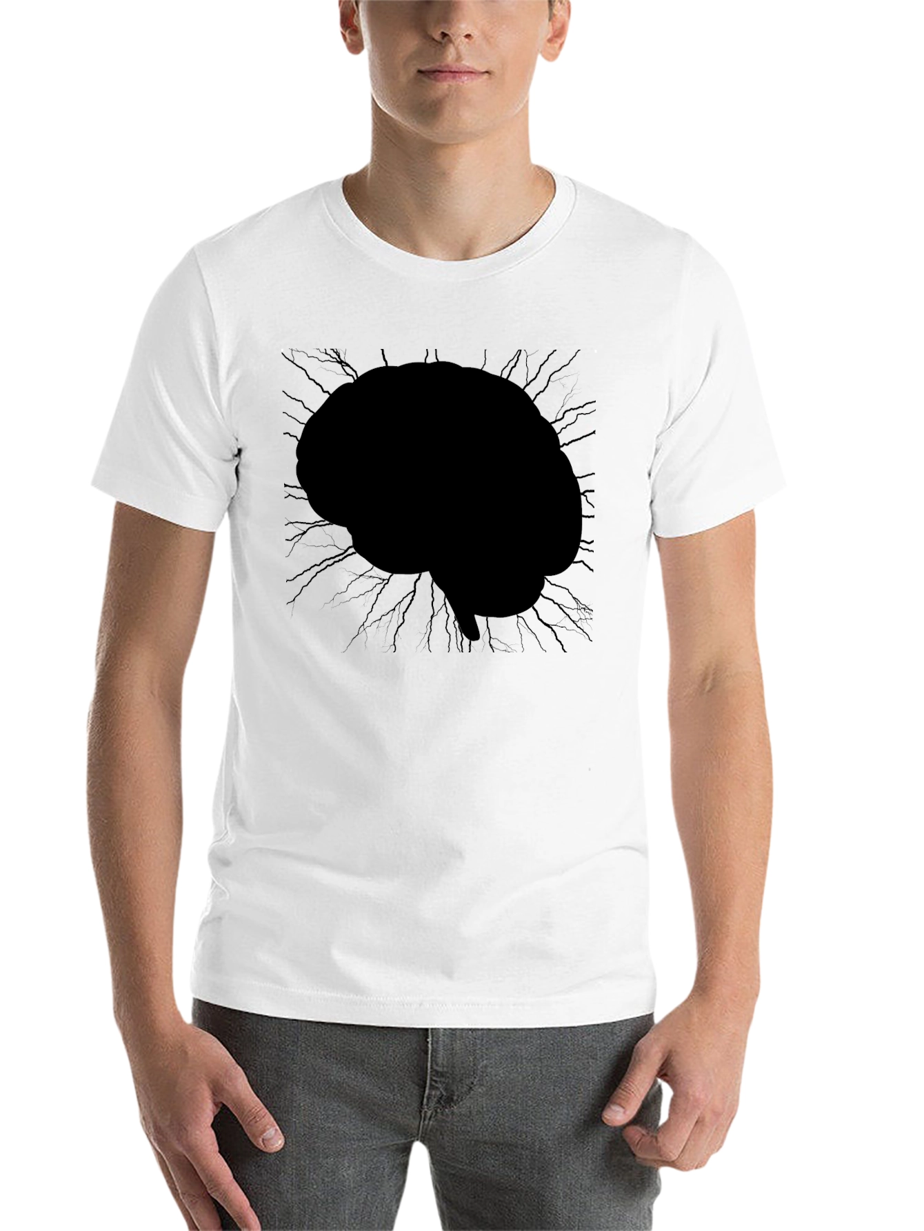 Black Brain Graphic Tee - Mens Black Crew Neck T-Shirt view 14