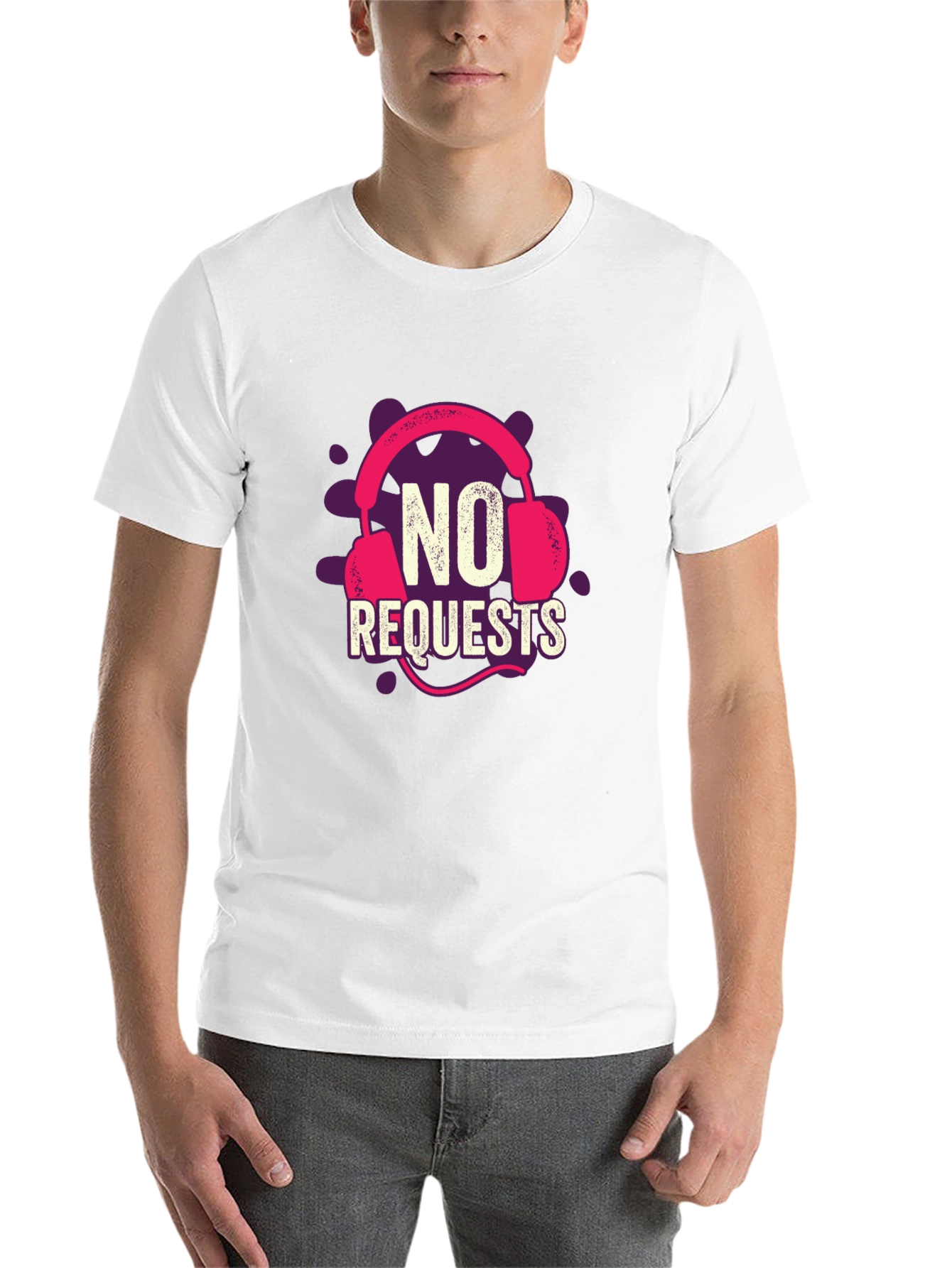 Black No Requests Headphone Graphic T-Shirt view 14