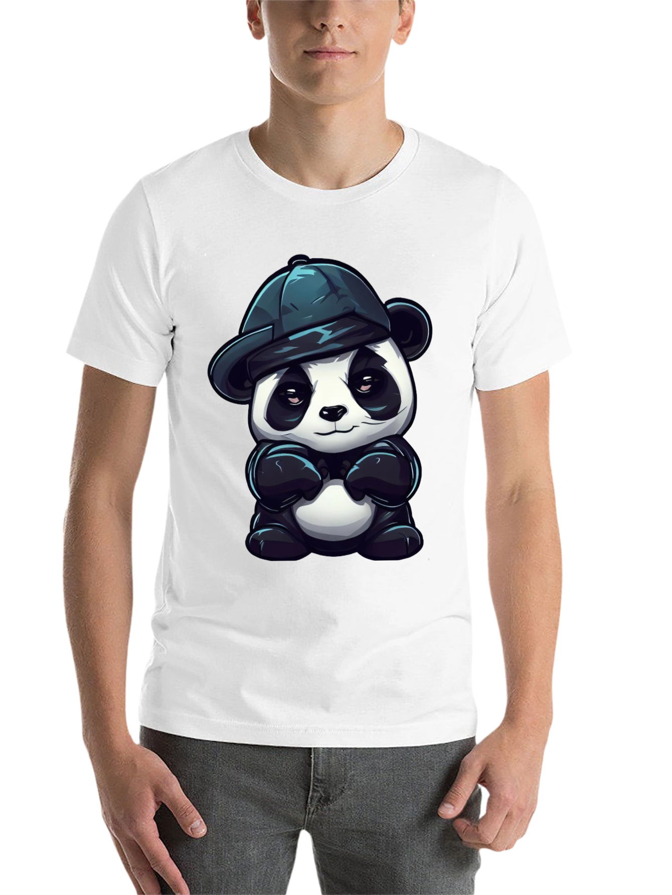 Black Cool Panda Graphic Tee - Unisex Black T-Shirt view 14