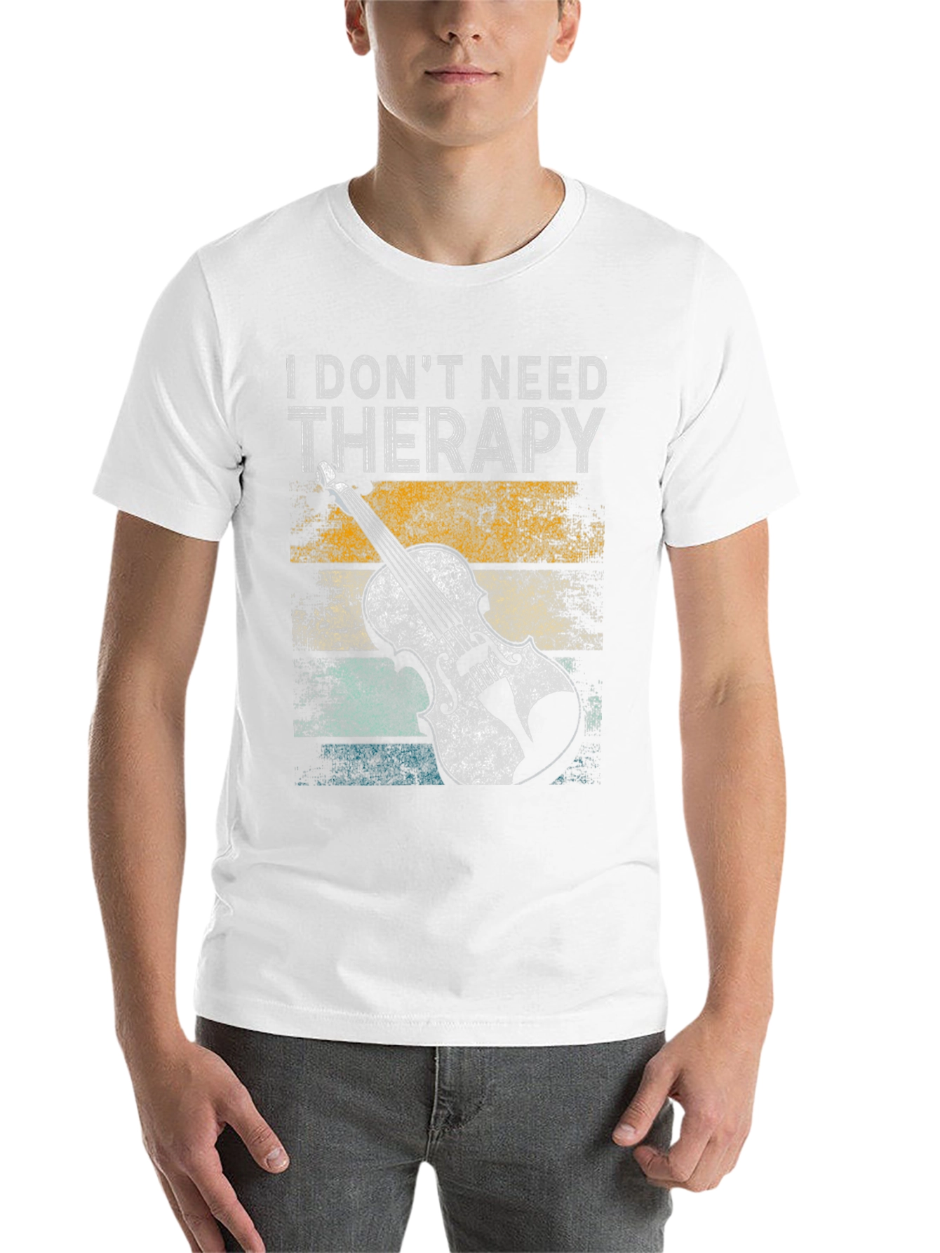 Black I Don't Need Therapy Violin T-Shirt view 14