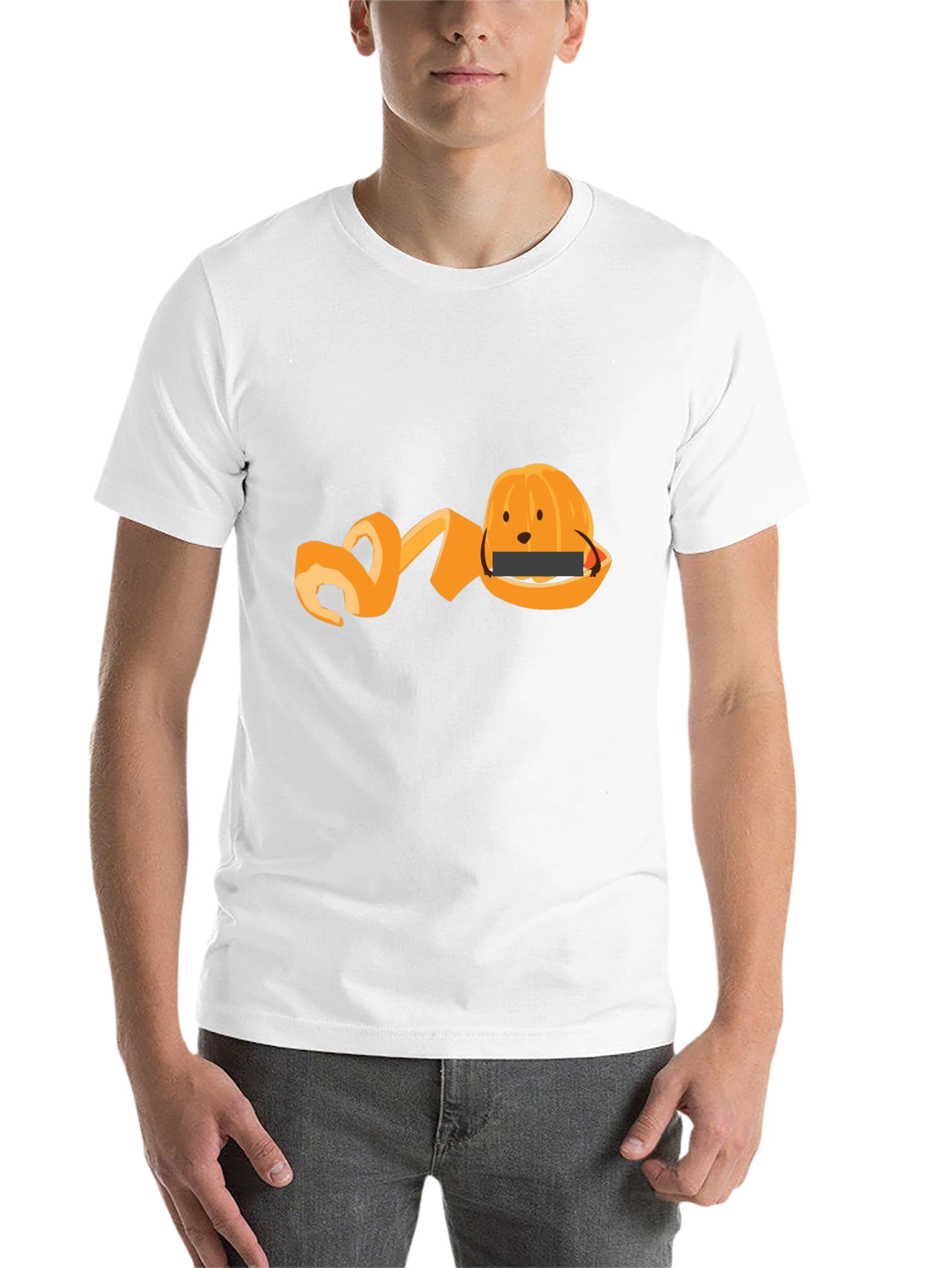 Black Funny Orange Peel T-Shirt - Fruit Graphic Tee view 14