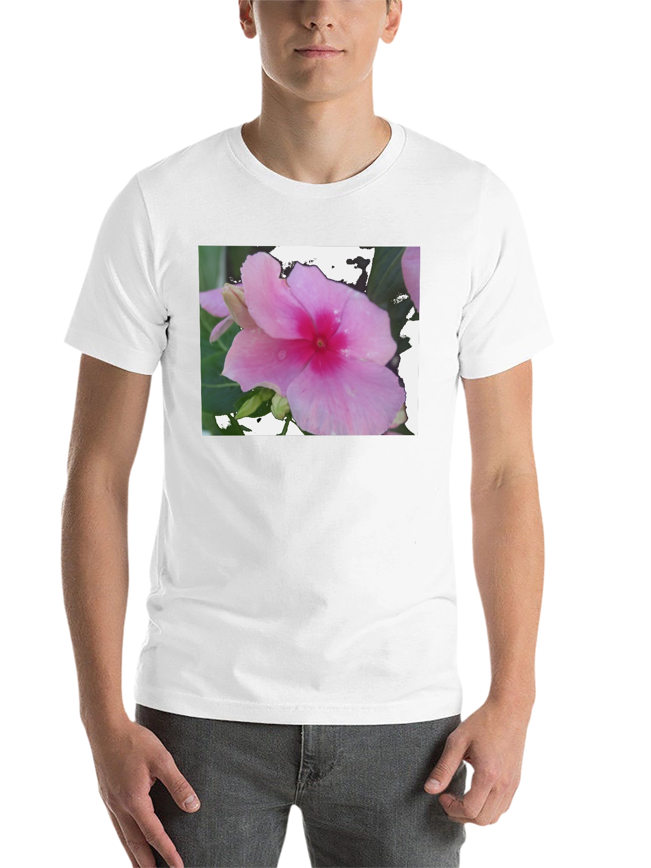 Black Pink Flower Graphic Black T-Shirt view 14