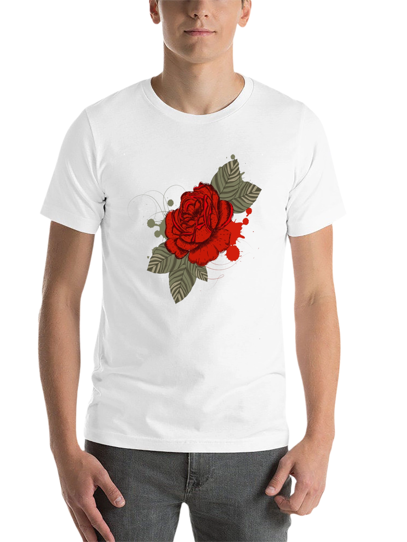 Black Rose Graphic T-Shirt - Men's Black Tee view 14