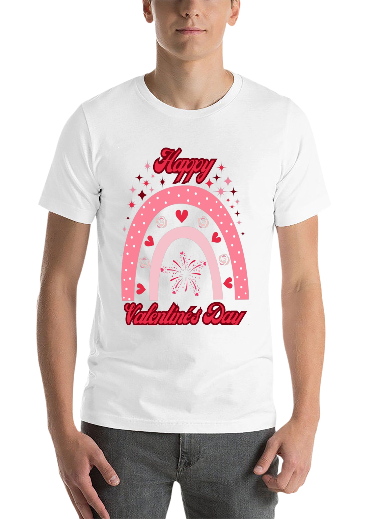 Black Happy Valentine's Day Rainbow T-Shirt view 14