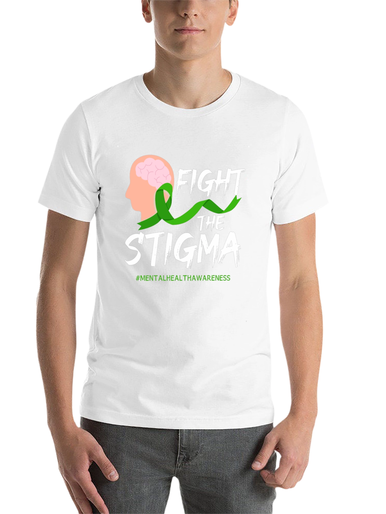 Black Fight Stigma T-Shirt Mental Health Awareness Tee view 14