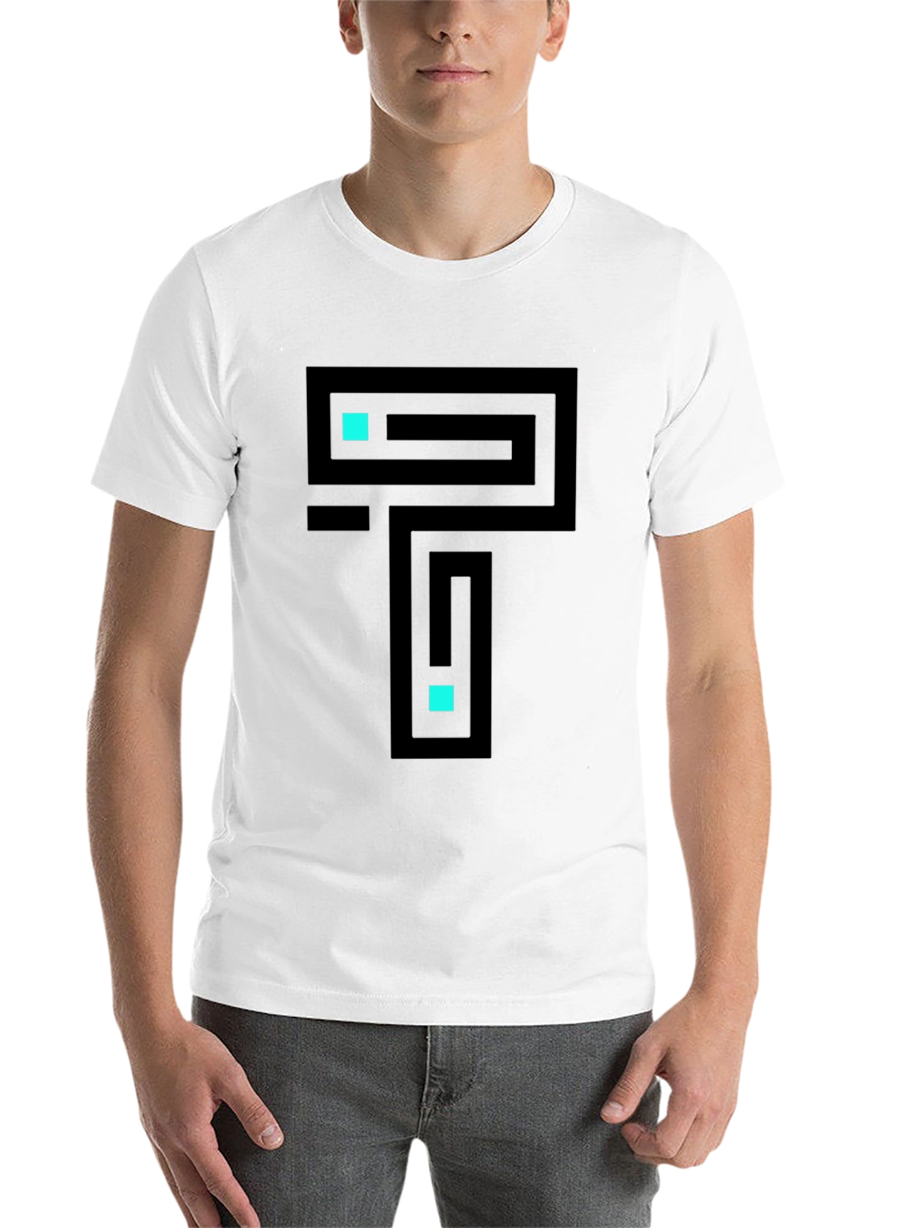 Black Abstract Maze T-Shirt - Casual Cool Graphic Tee view 14