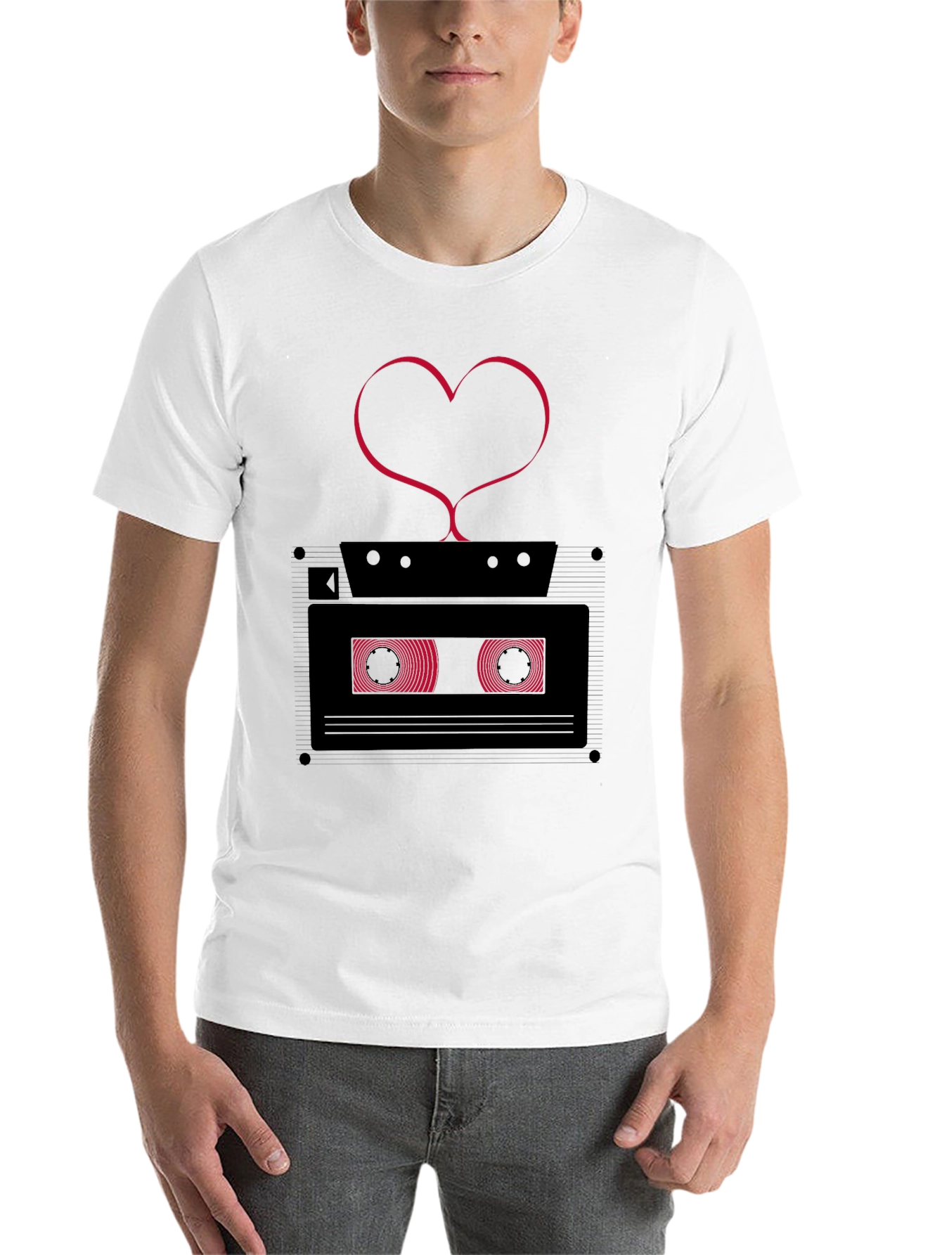 Black Retro Love Cassette Tape Graphic Tee - Men's Black T-Shirt view 14